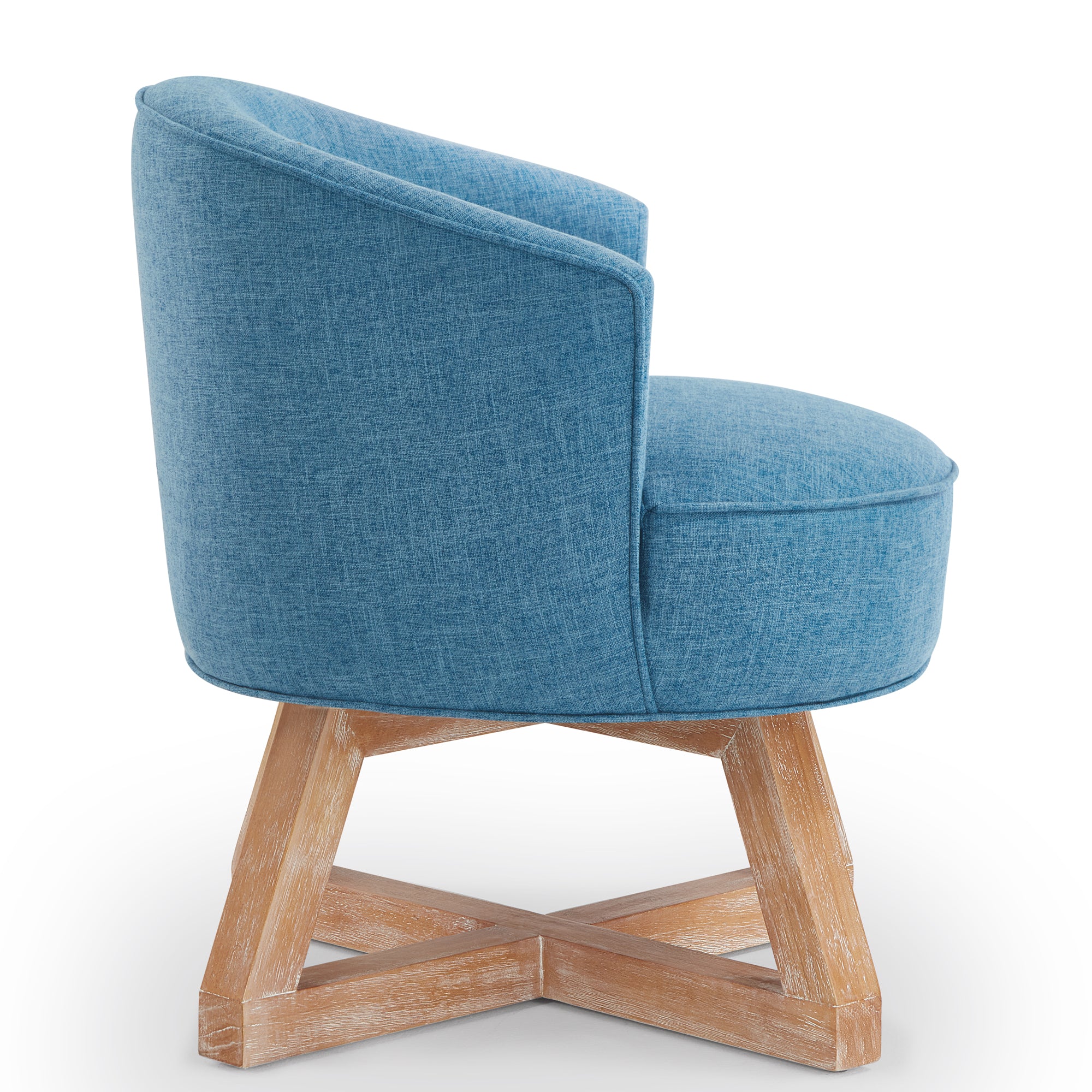 Linen 360° Swivel Chair with Cross-Shaped Wooden Base