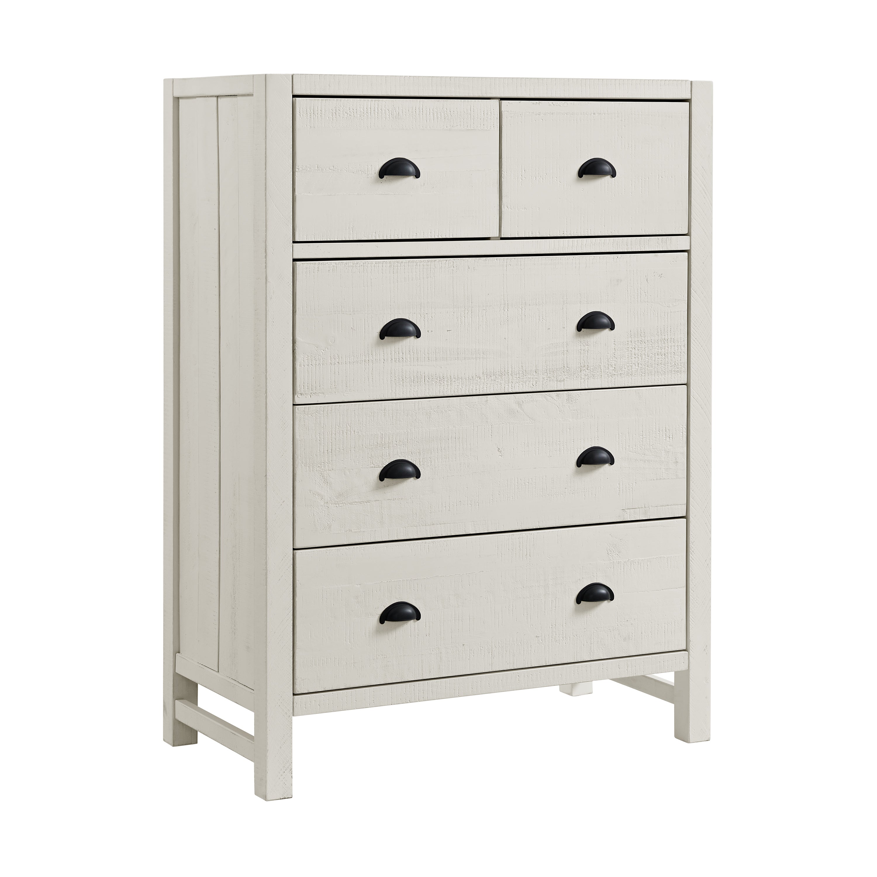 Arden 4-Piece Wood Bedroom Set with Bed, 2-Drawer Nightstand with open shelf, 5-Drawer Chest, 6-Drawer Dresser