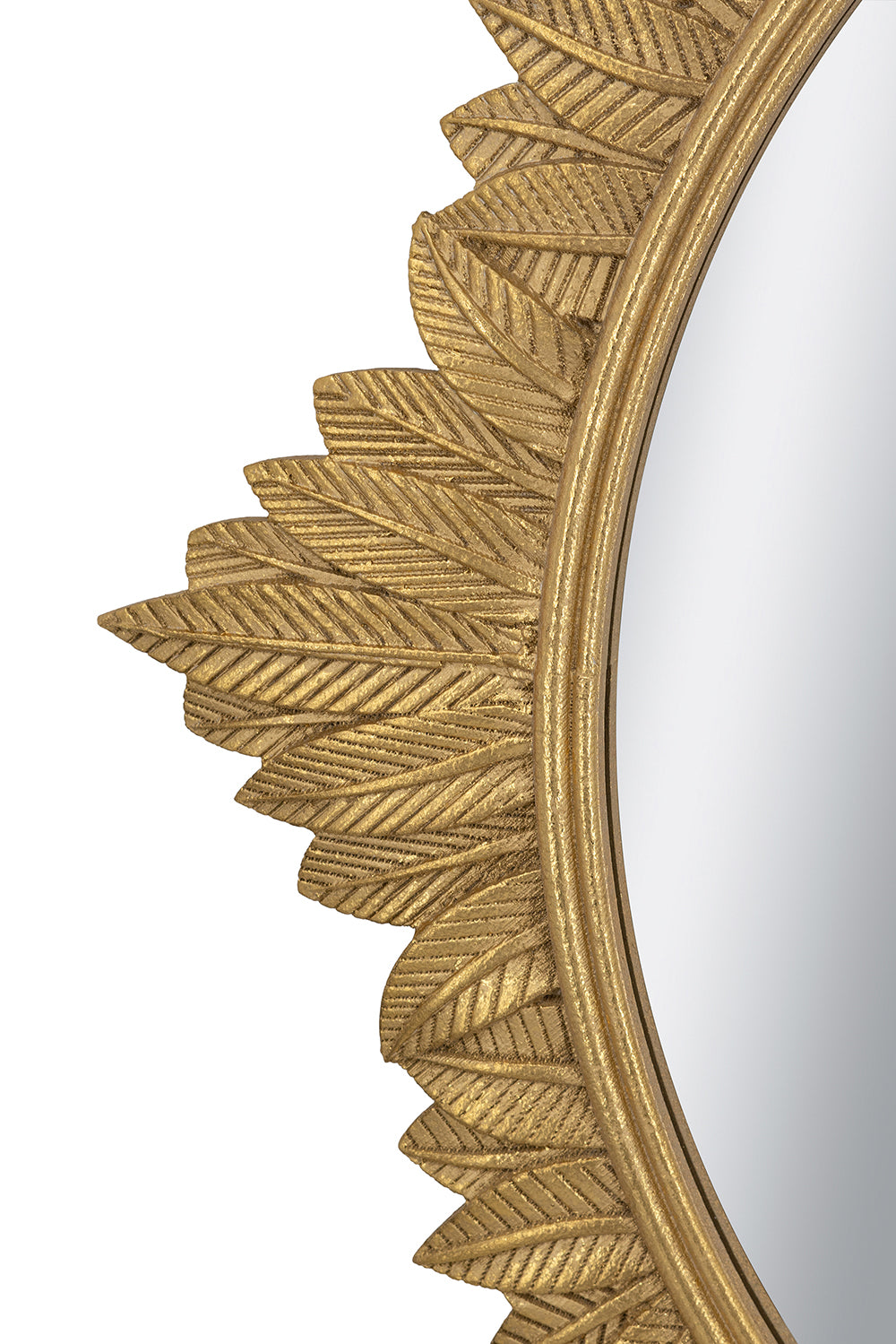 Round Wall Mirror with Ornate Gold Frame