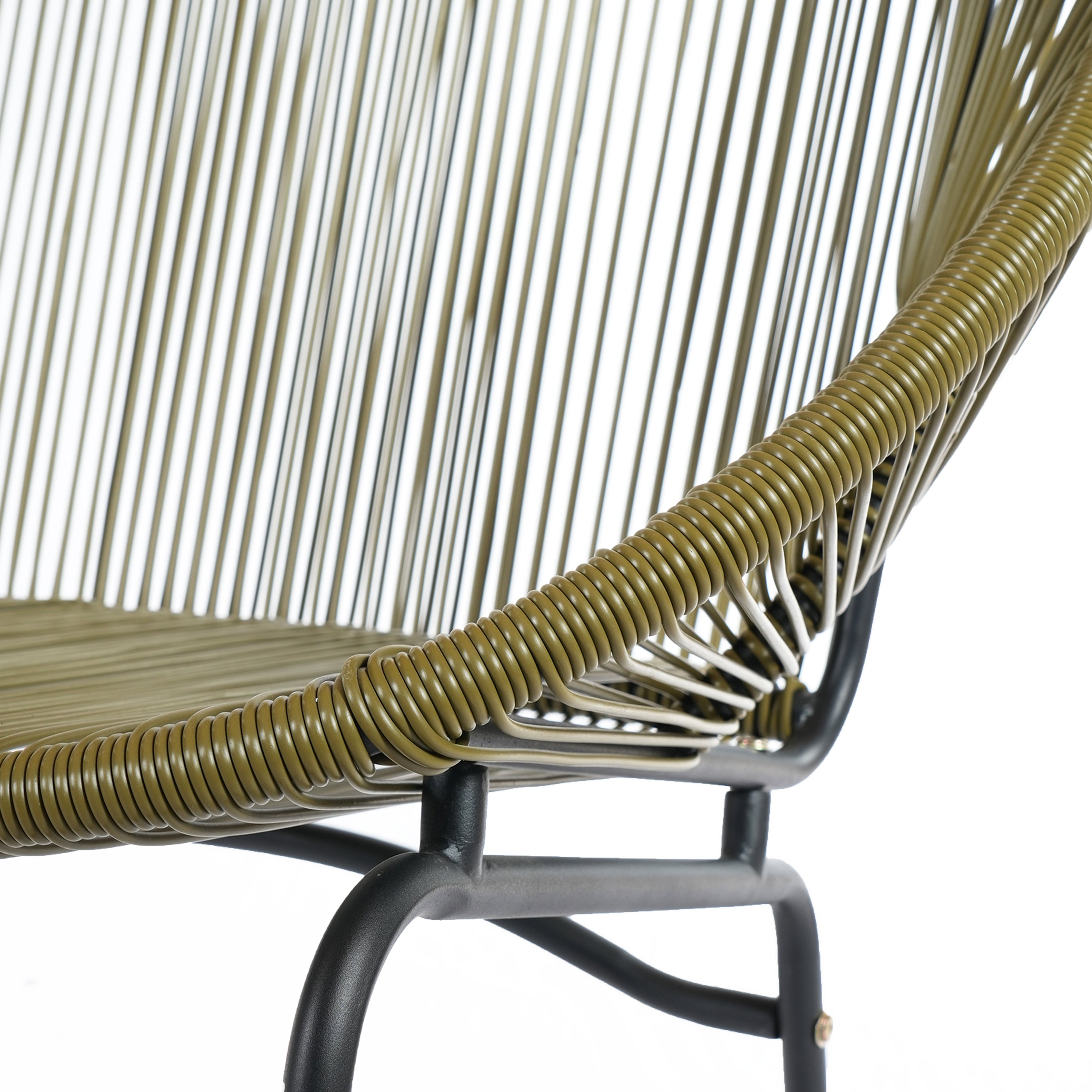CONDESSA OUTDOOR PATIO WICKER LOVE SEAT, GREEN PE RATTAN & IRON FRAME, SET OF 1