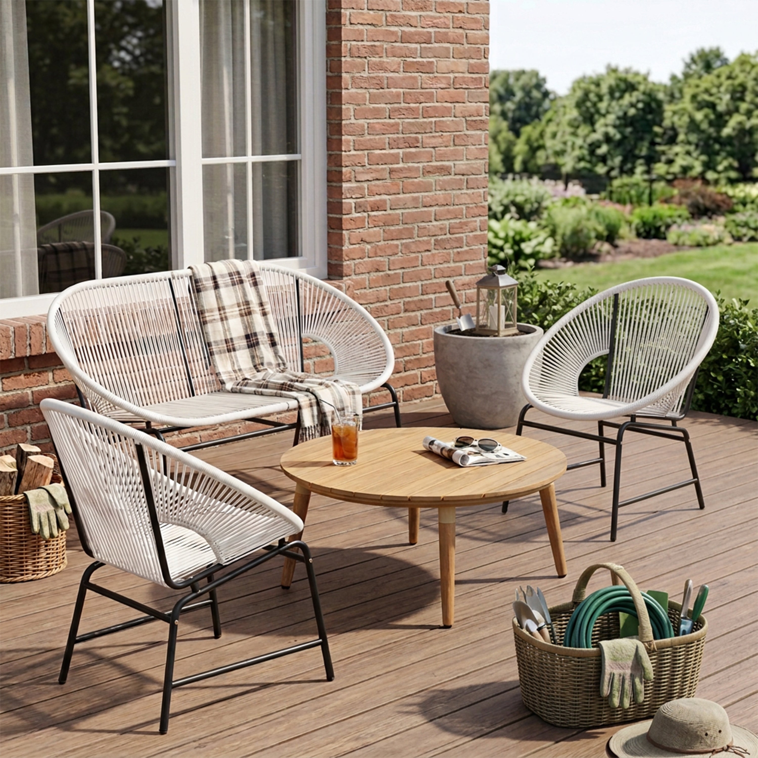 Nusa Outdoor Patio 4-PCS Wicker Chat Set