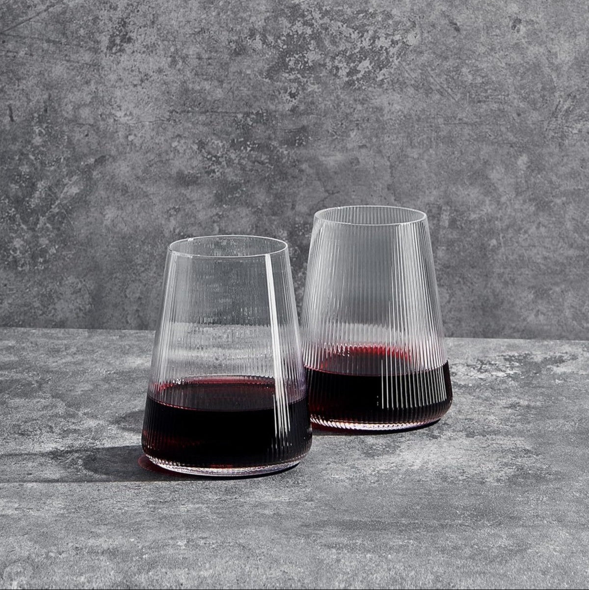 Stemless Ribbed Wine Glasses Set of 2