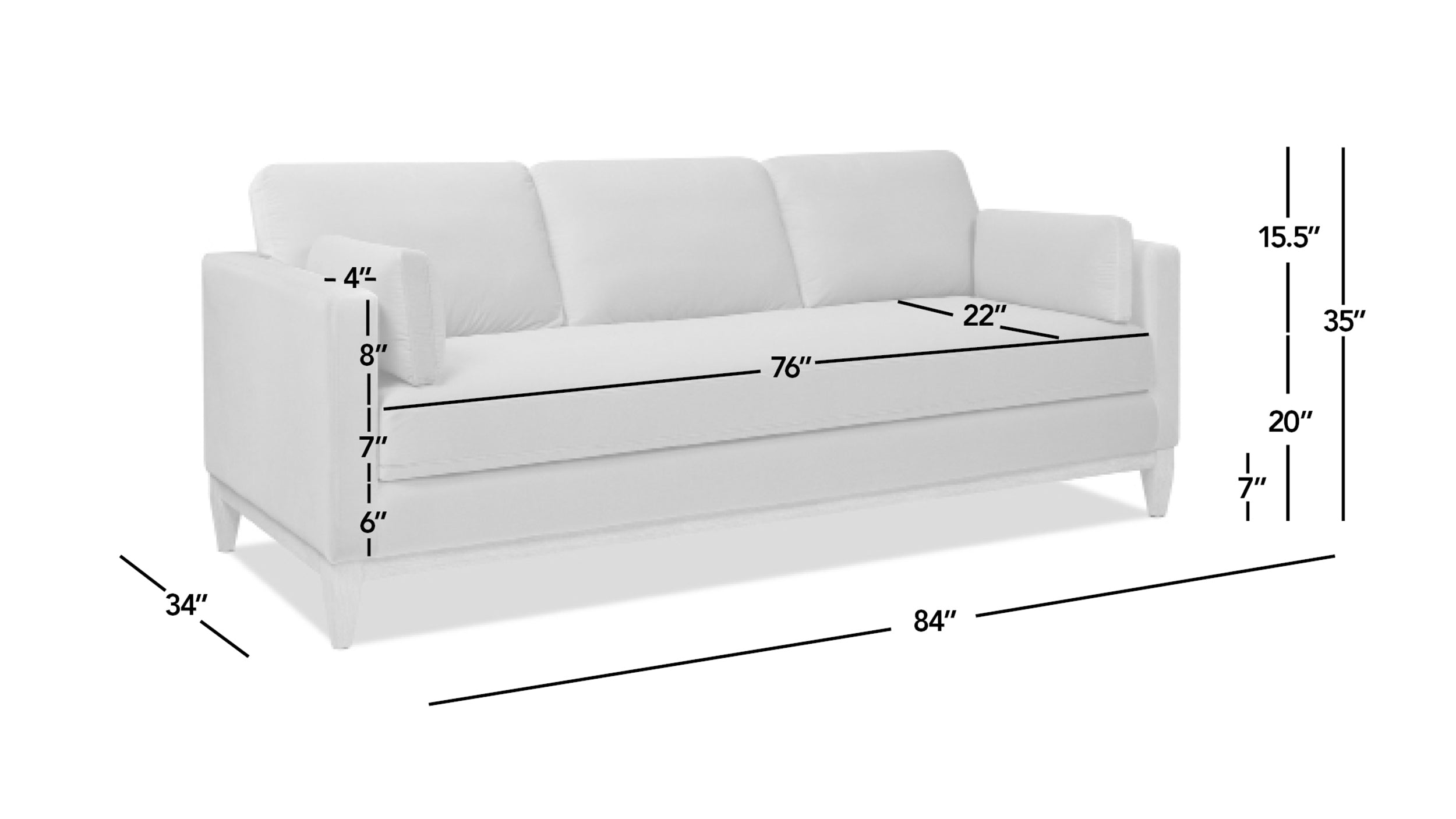 Knox 84" Upholstered Sofa with Square Track Arms