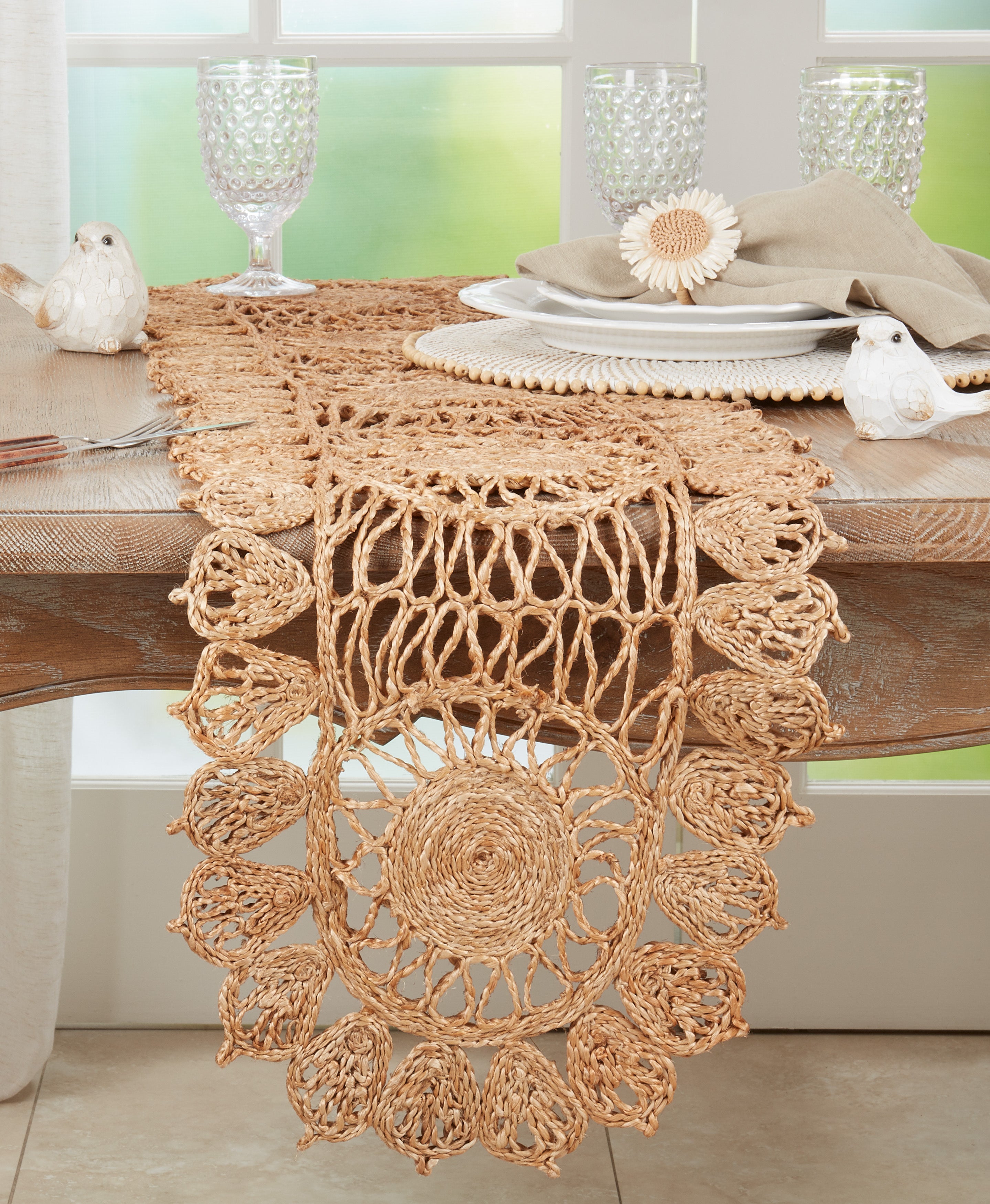 Natural Tone Woven Jute Table Runner