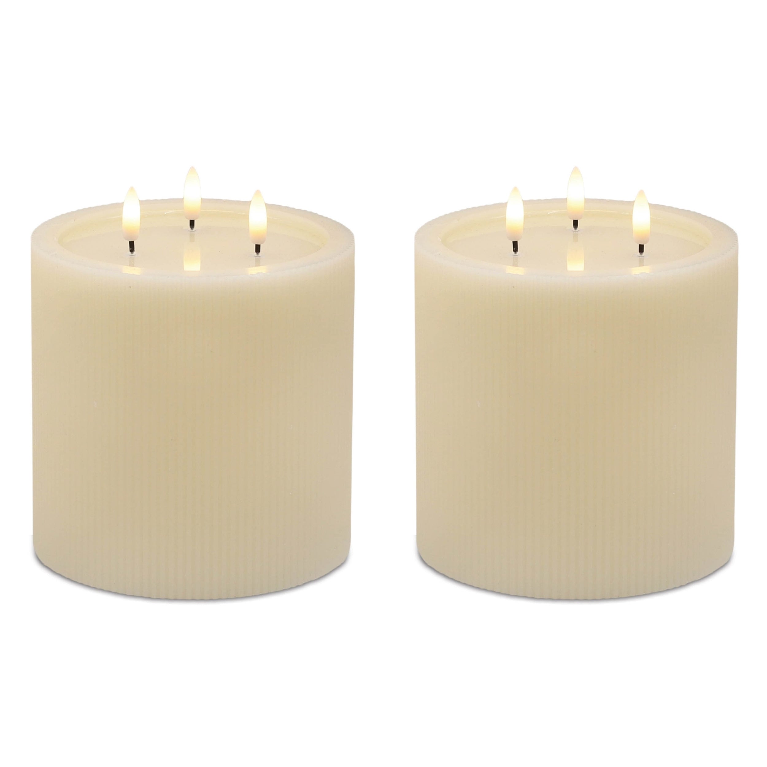 FIA Wick Beige Triple Wick Pillar Candle, Set of 2