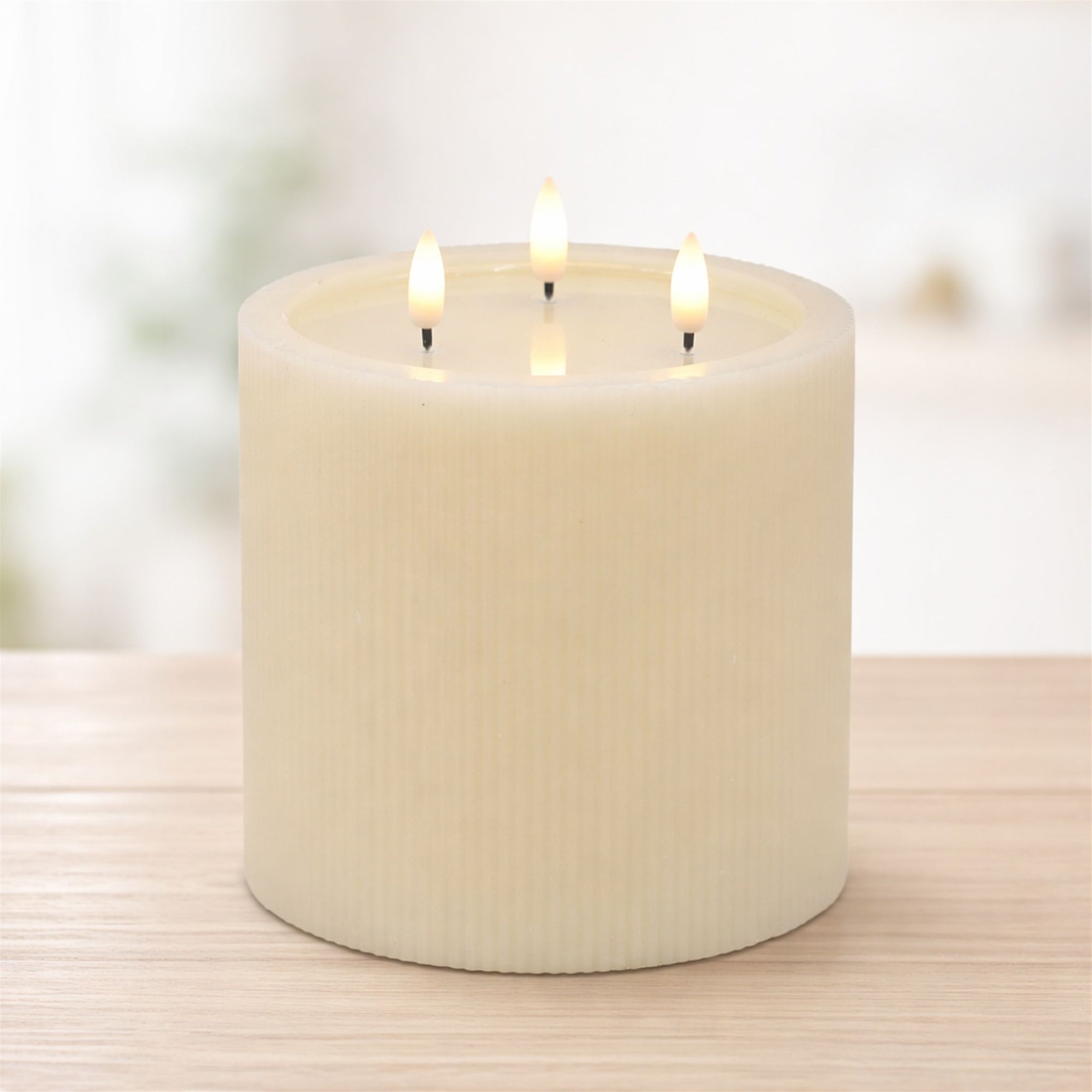 FIA Wick Beige Triple Wick Pillar Candle, Set of 2