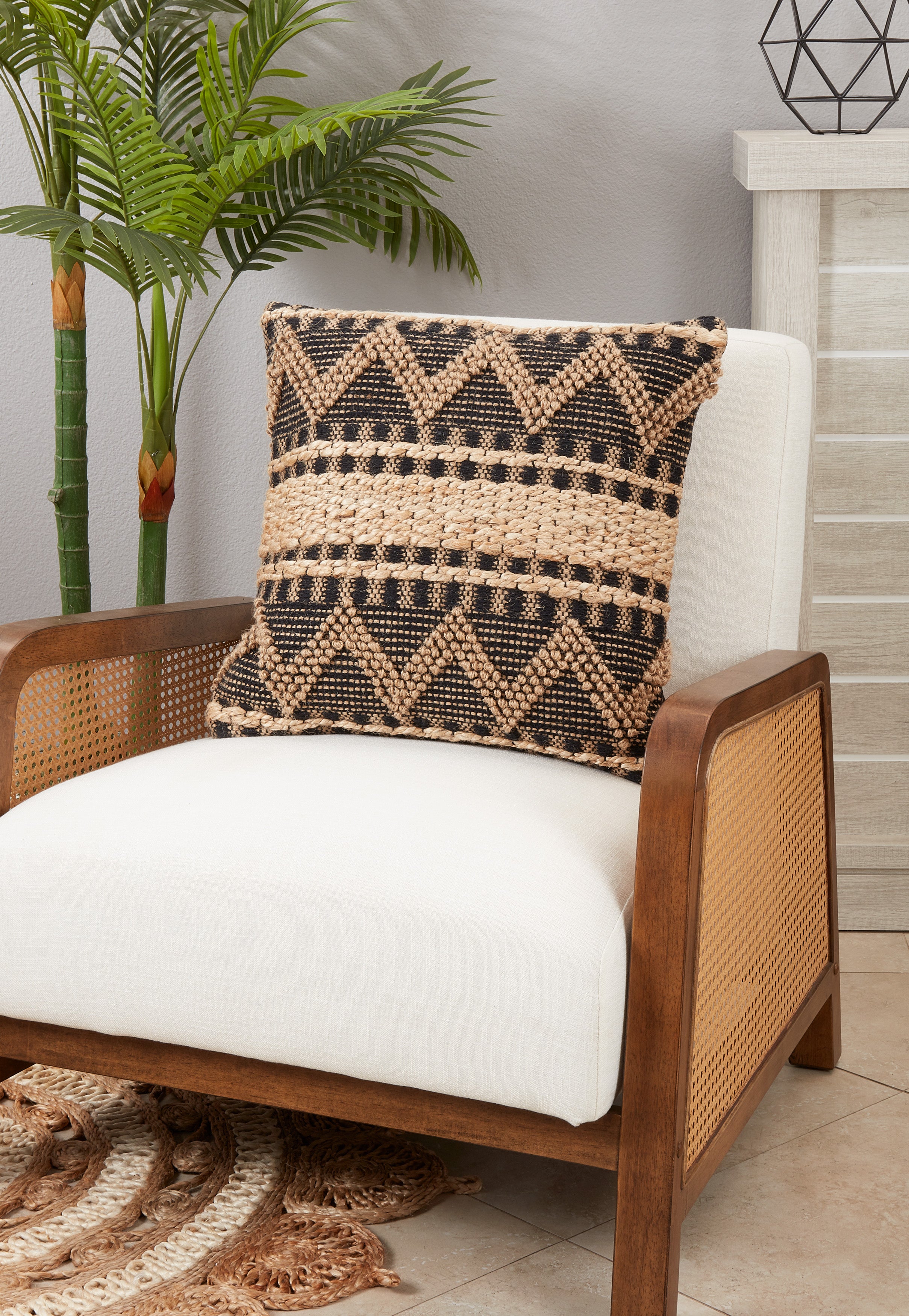 Boho Woven Zig Zag Poly Filled Throw Pillow