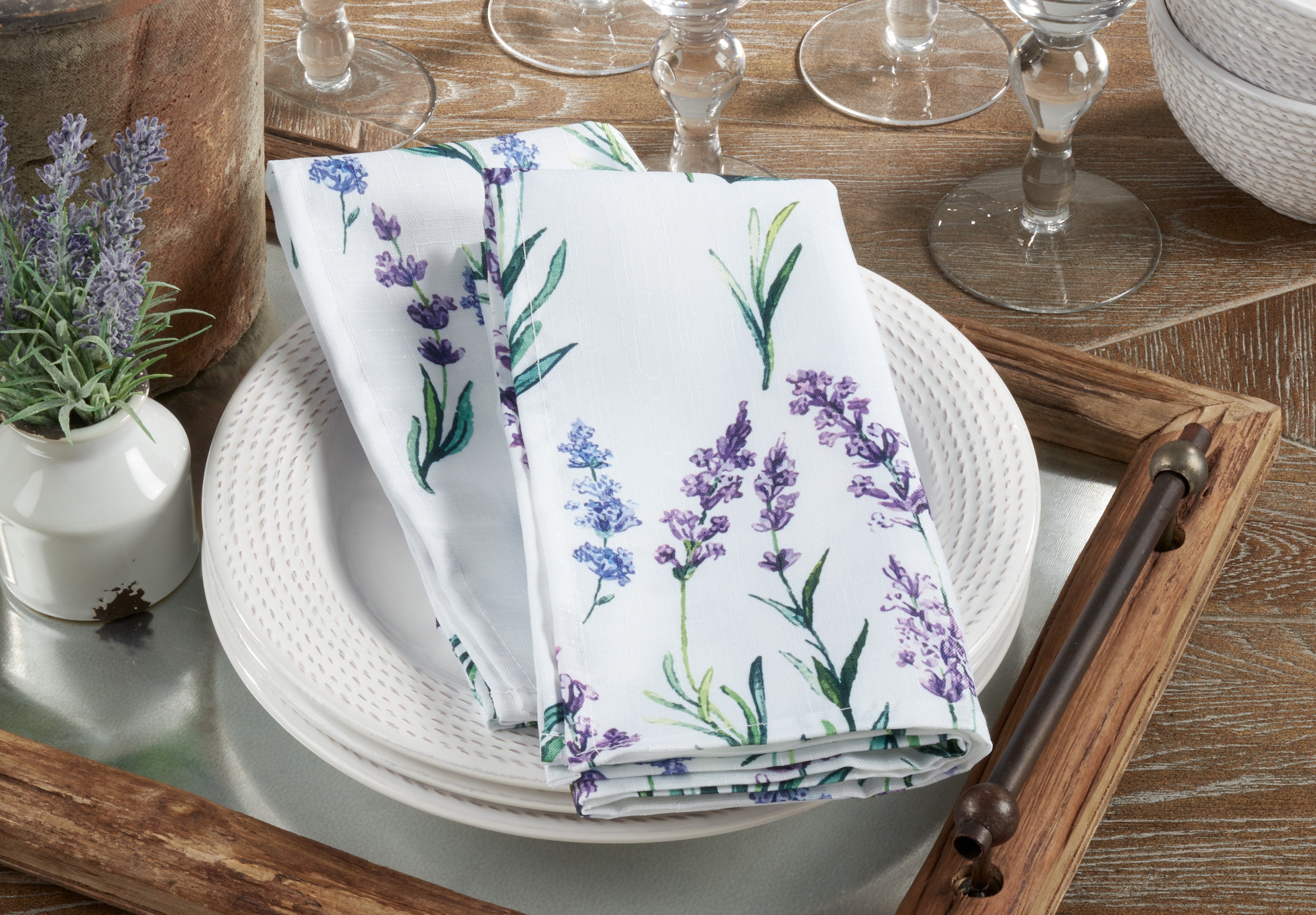 Lavender Print Table Napkins, Set of 12