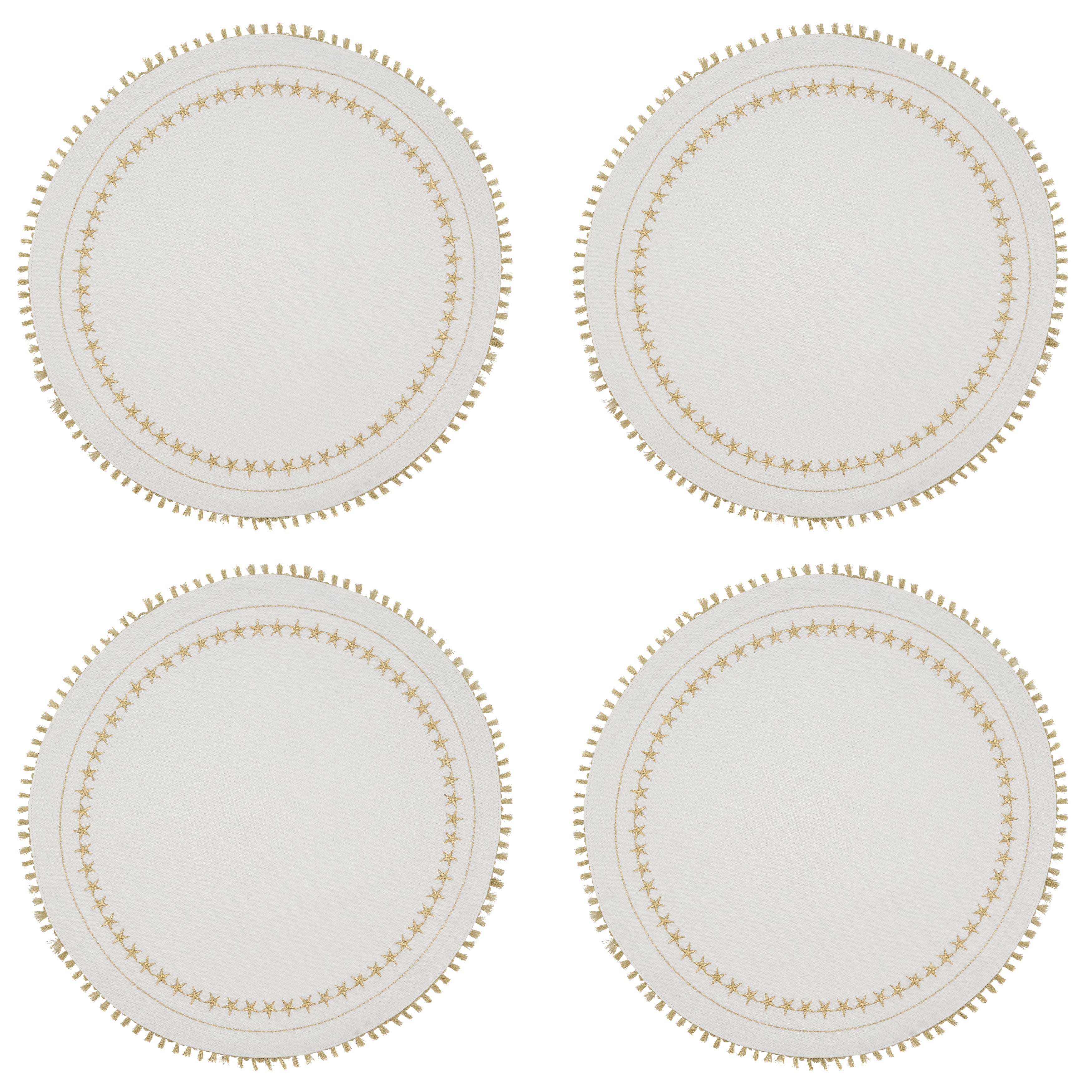 Embroidered Stars Tassel Placemats, Set of 4
