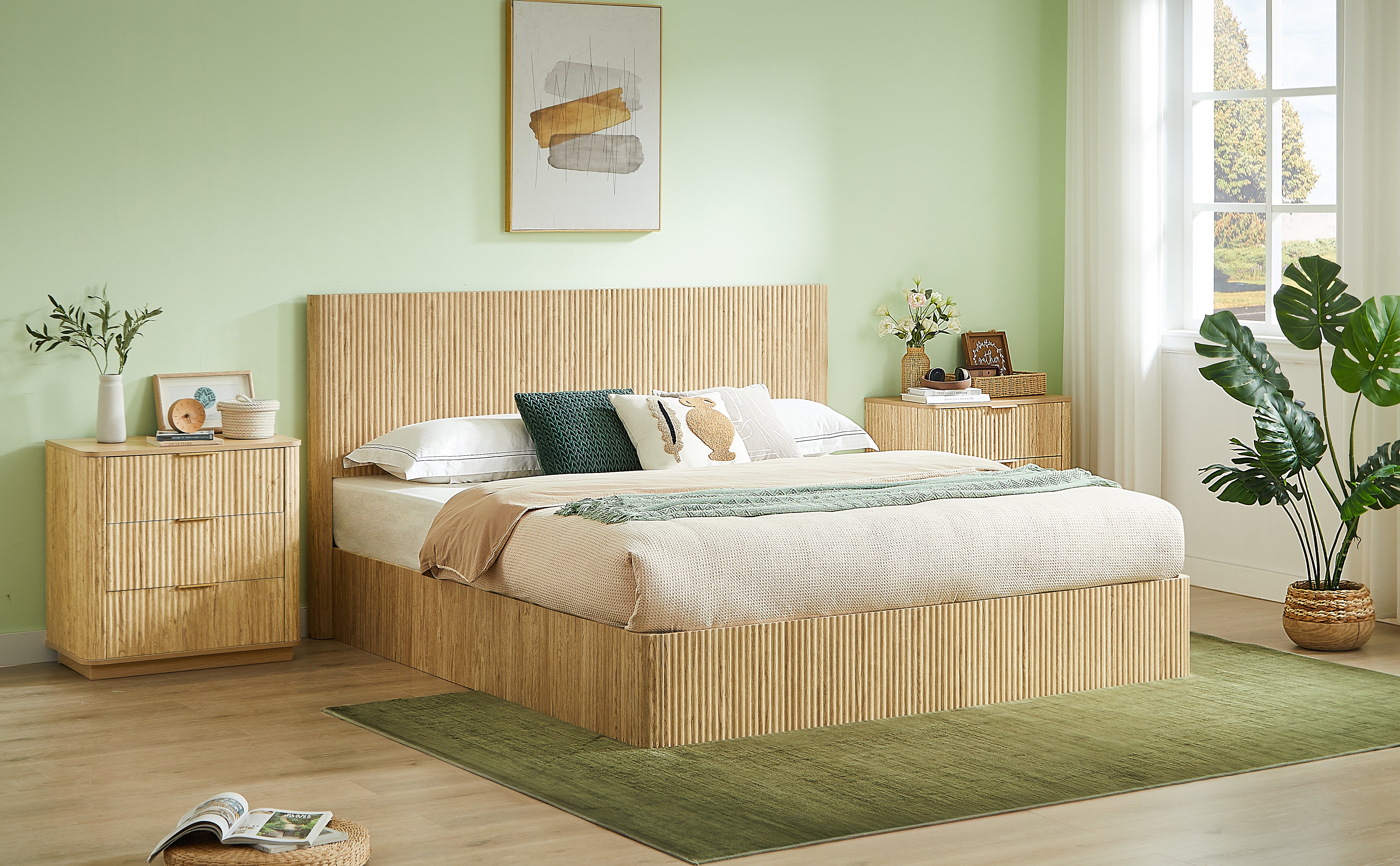 Fluted Lift Up Storage Bed