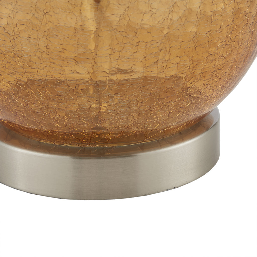 Glass Table Lamp with Drum-Shaped Shade, Set of 2