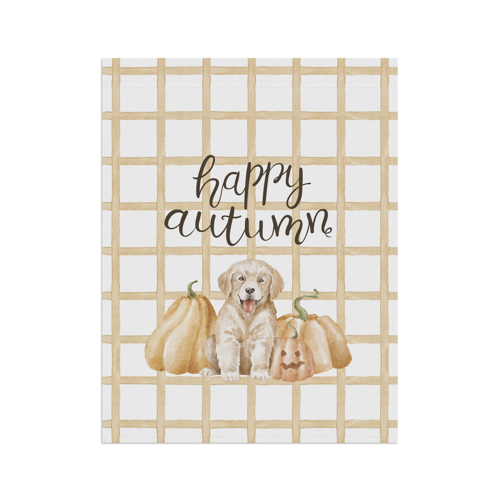 Happy Autumn Pumpkin Puppy Garden & House Banner