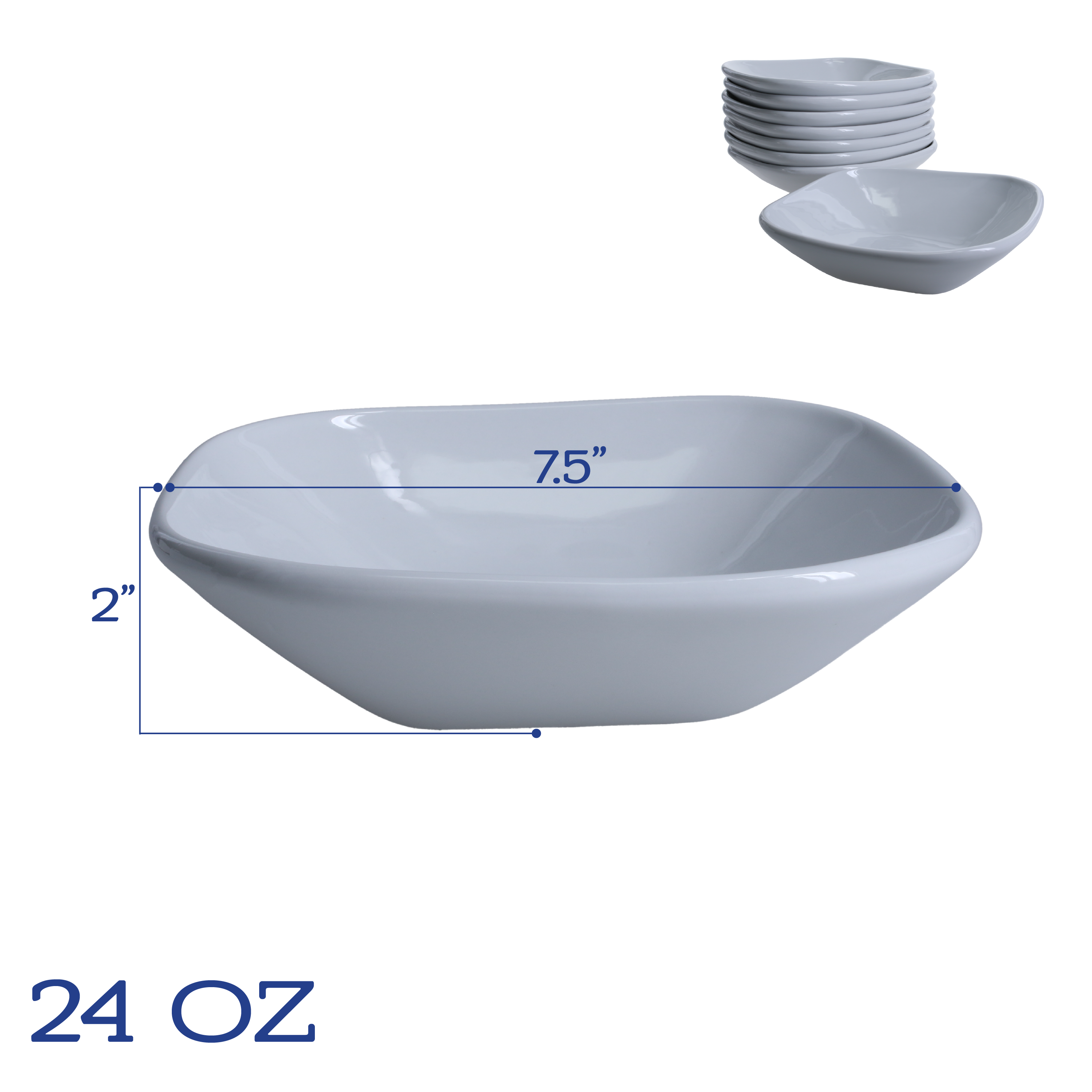 Impulse Square Dinner Bowls, Set of 8