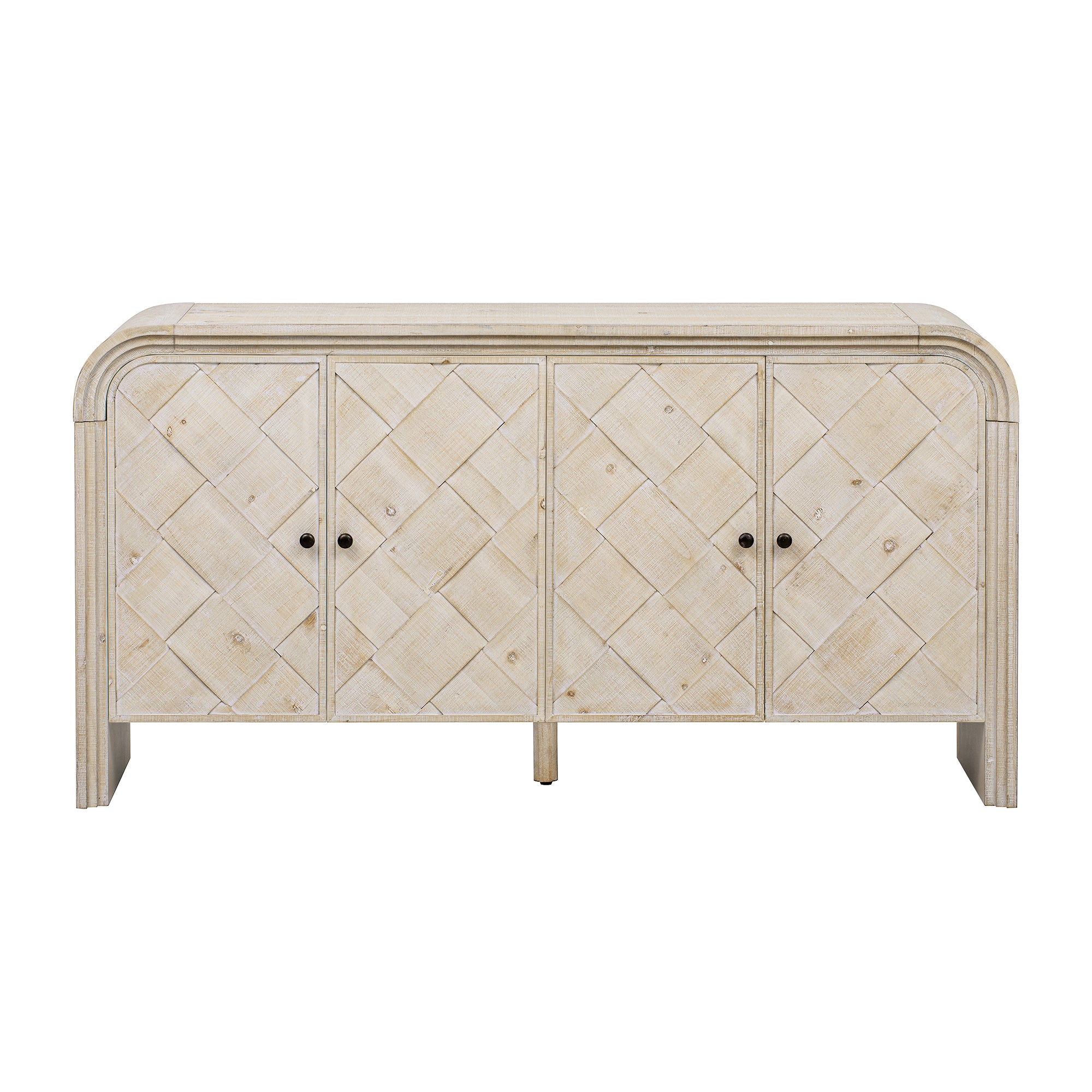 Handwoven Wood Slat Door Sideboard