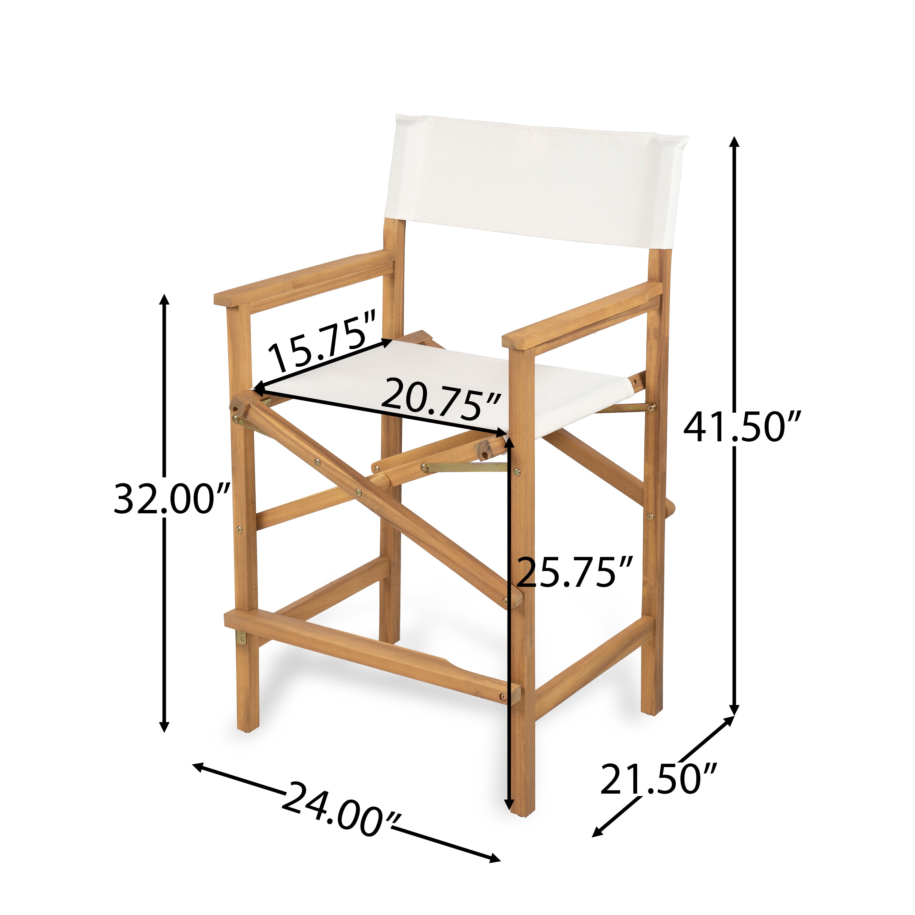 Outdoor Acacia Wood Barstool, Set of 2