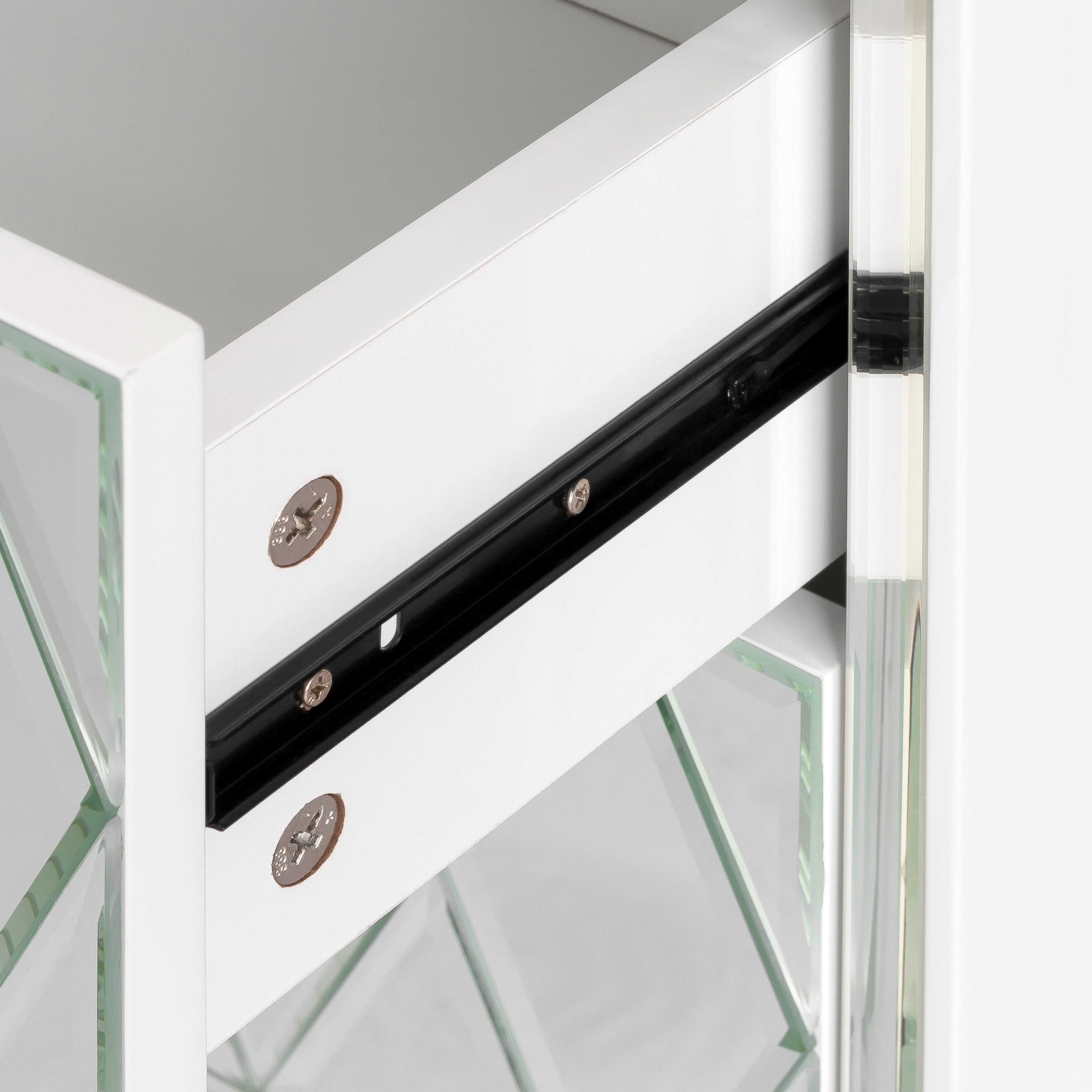 22" Pattern Mirror Glass Nightstand with 2 Drawers