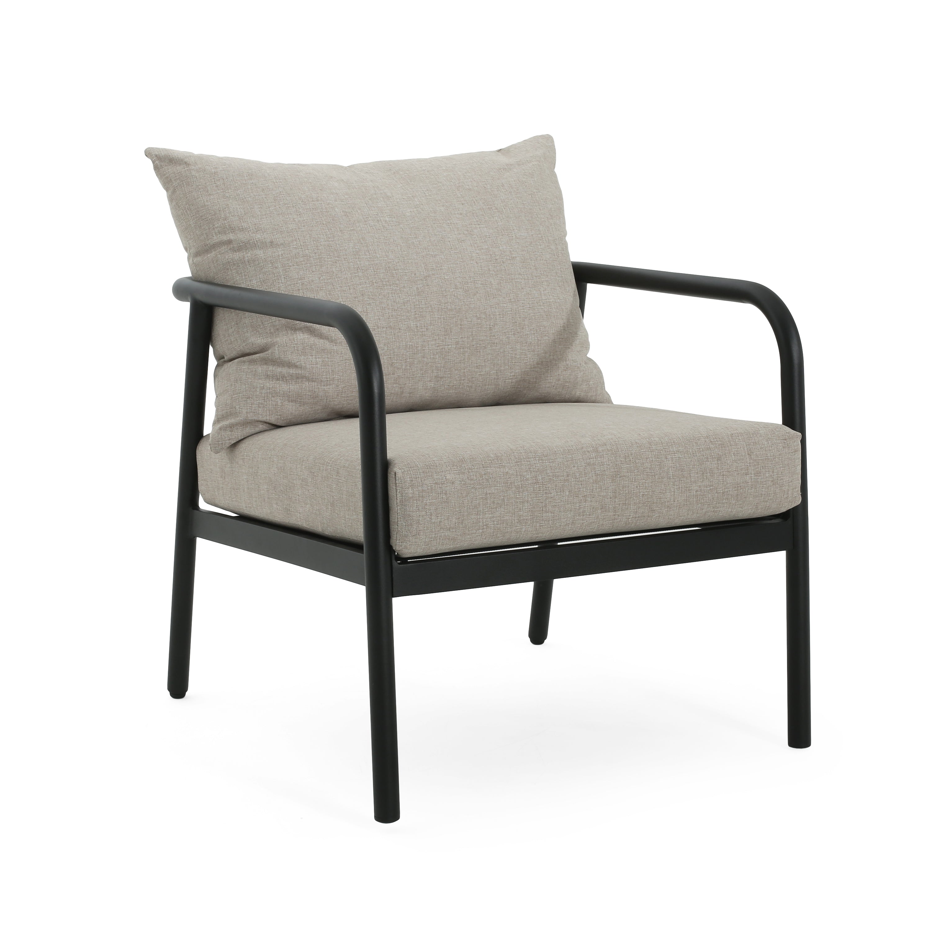 Outdoor Club Chair with Aluminum Frame, Padded Seat and back Cushions, Set of 2