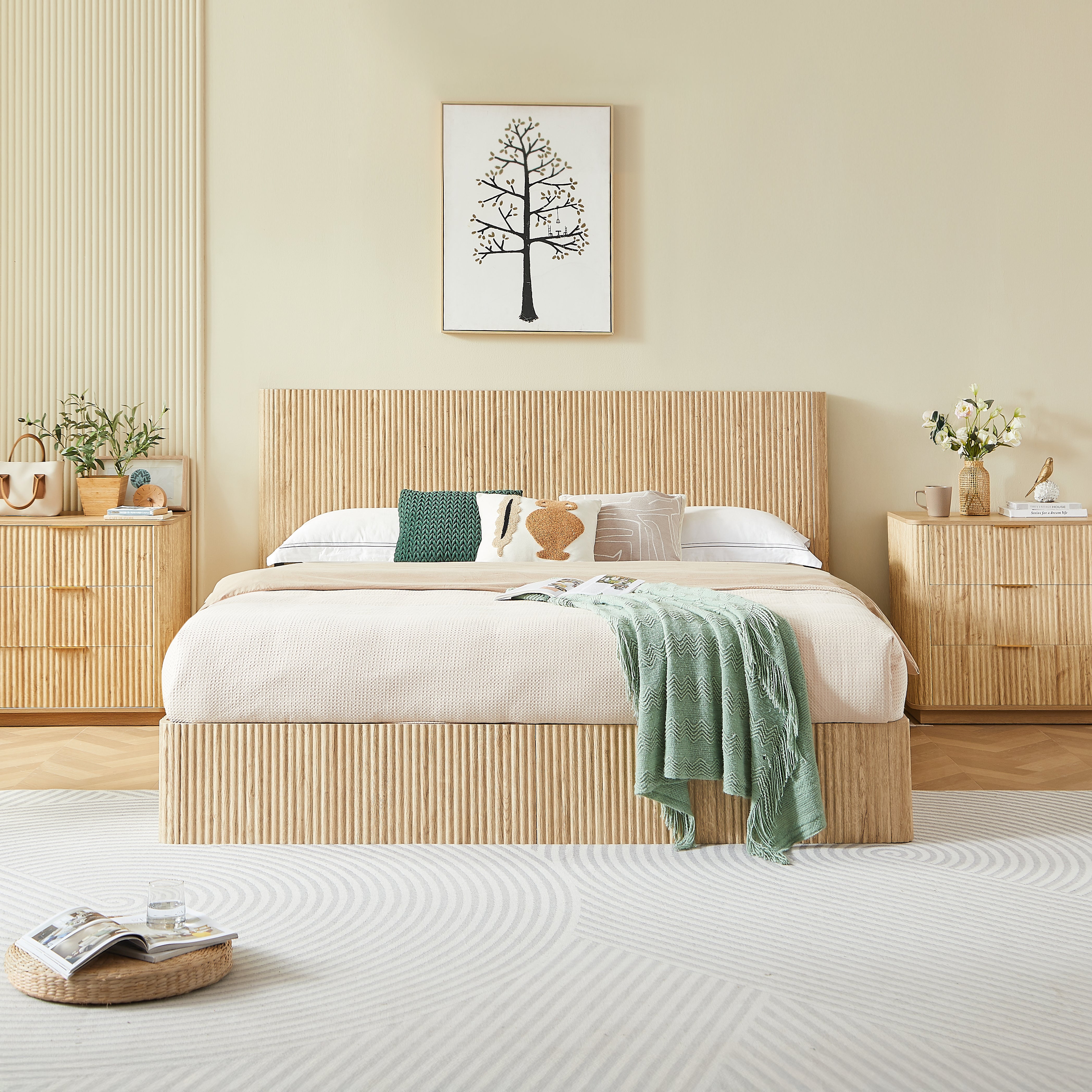 Fluted Lift Up Storage Bed