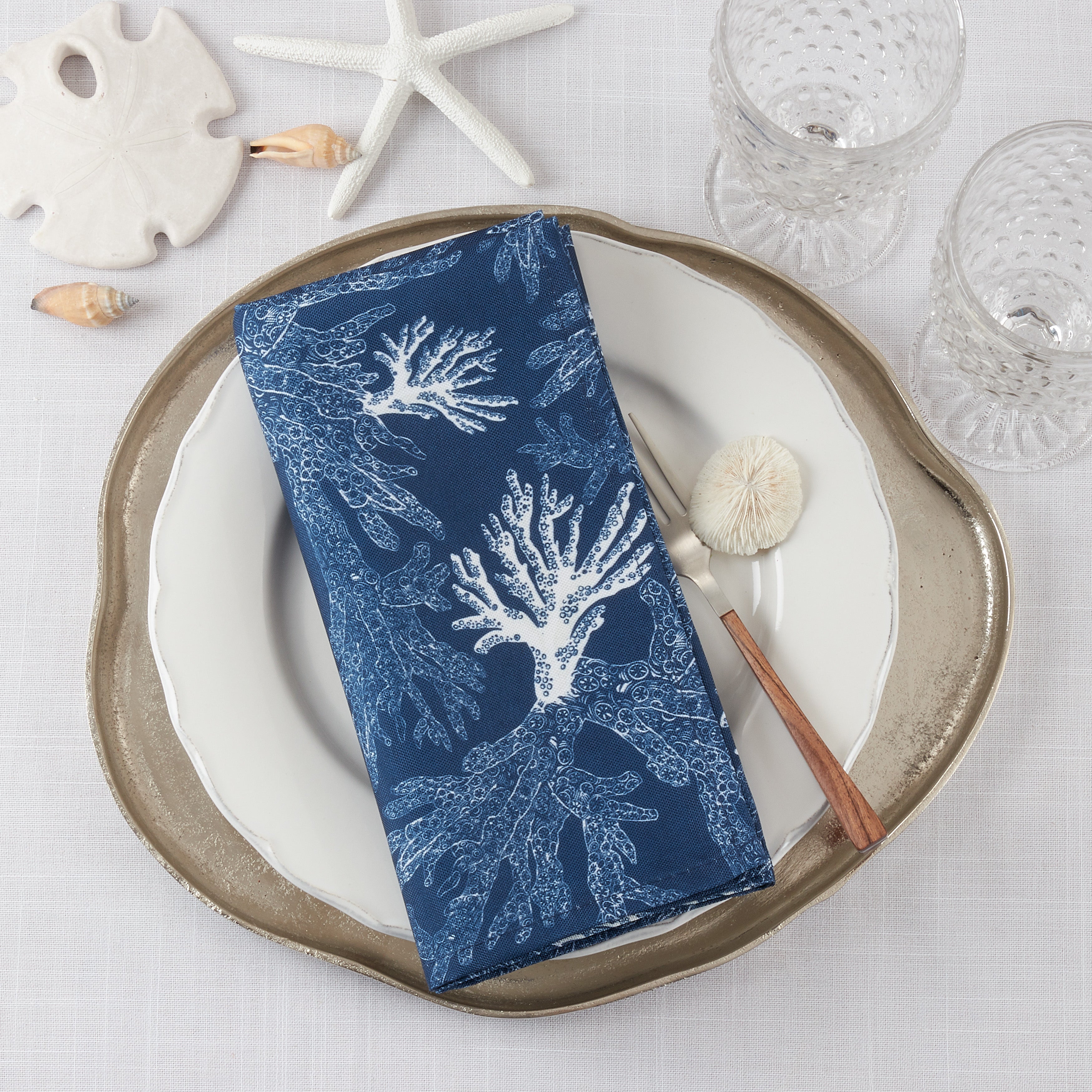 Sea Coral Dinner Napkins, Set of 12