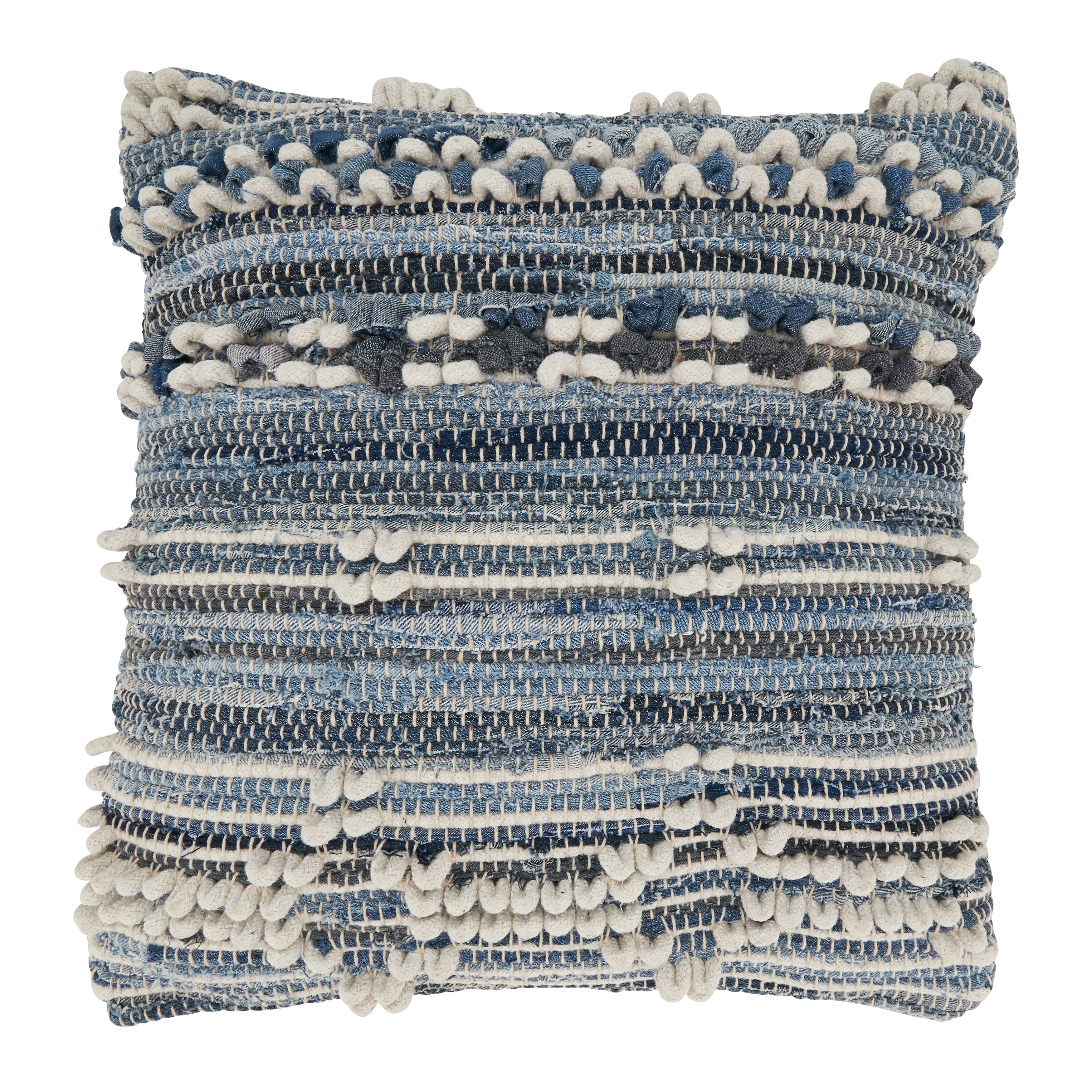 Denim Delight Chindi Poly Filled Throw Pillow