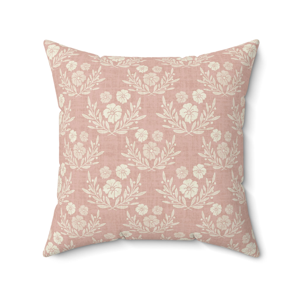 Posies and Pastel Pink Accent Throw Pillow