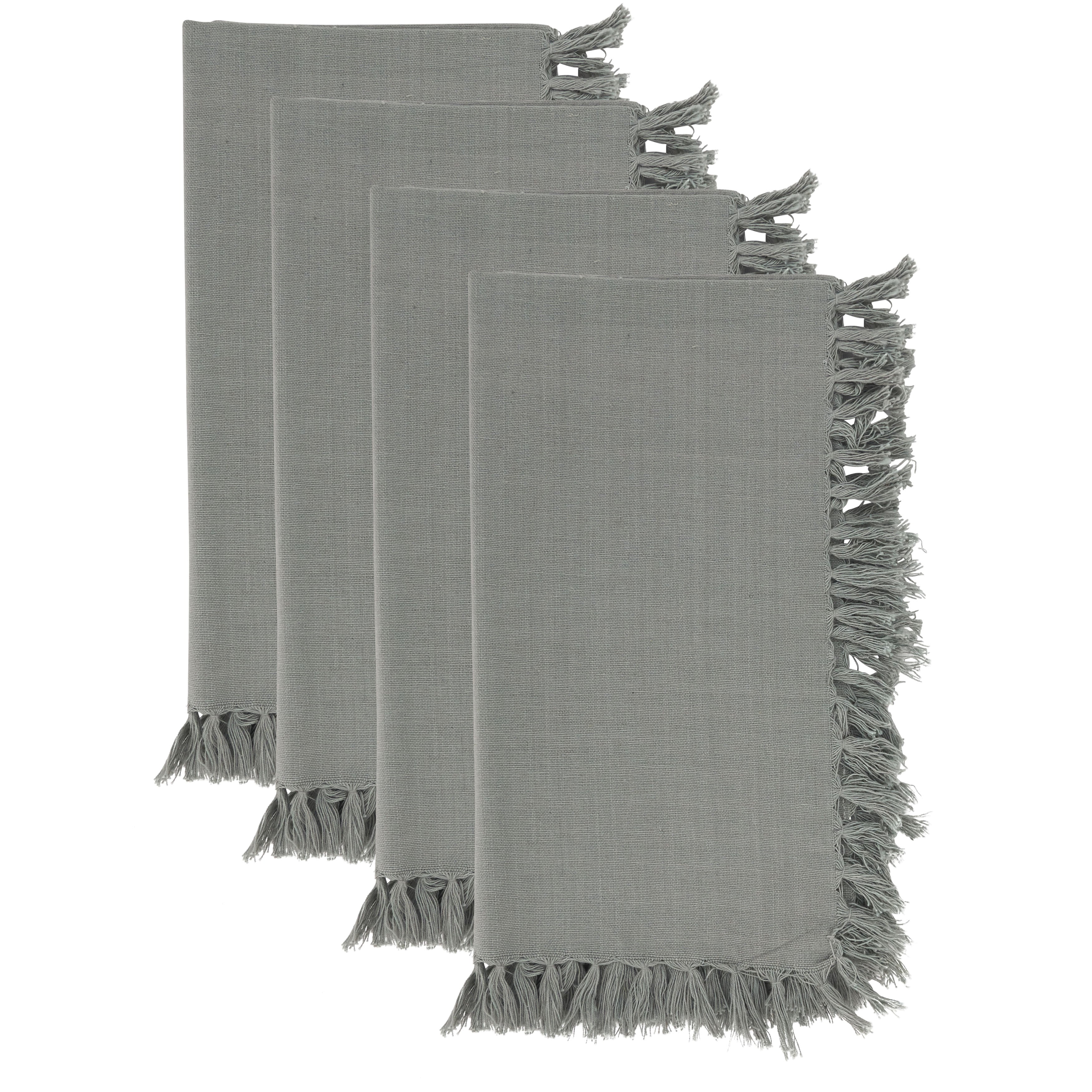 Fringed Design Dinner Napkins, Set of 4