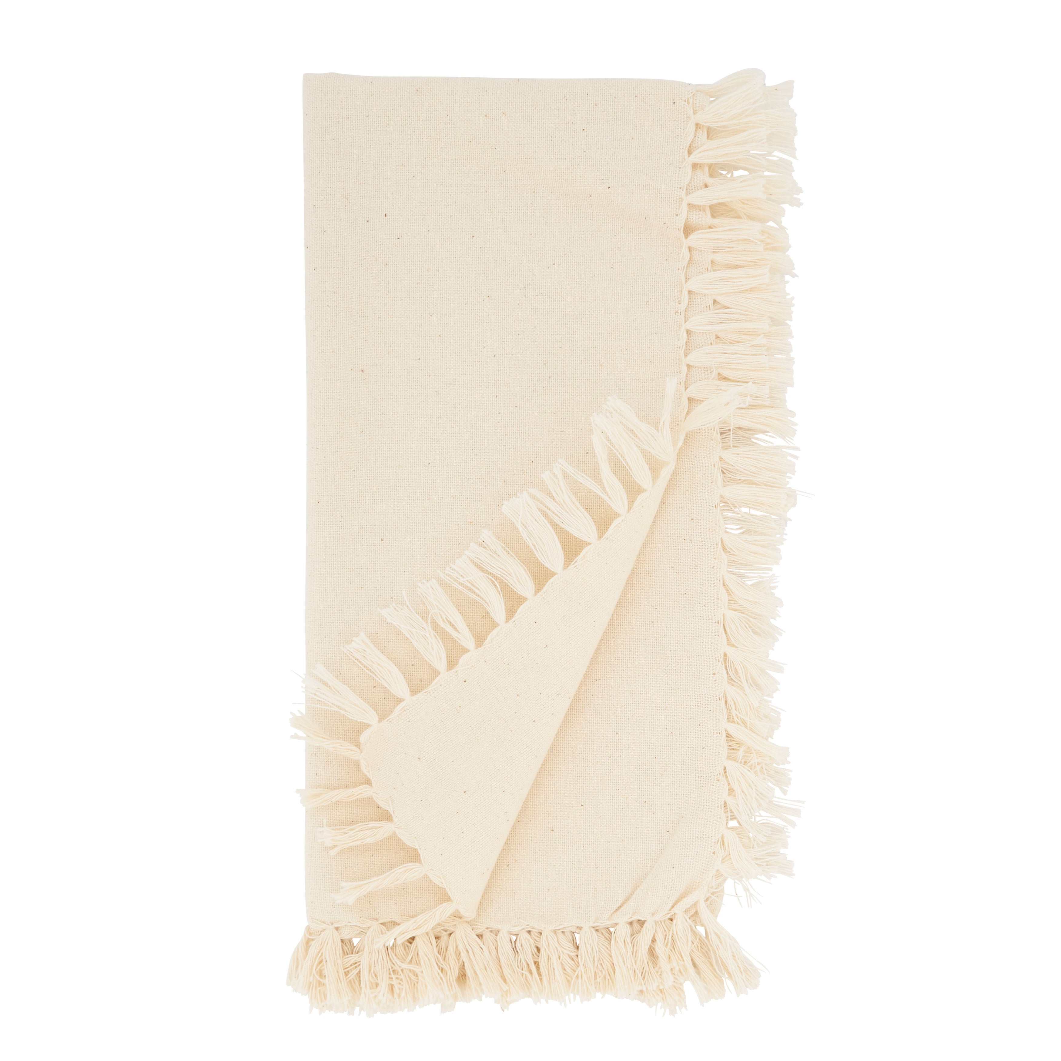 Fringed Design Dinner Napkins, Set of 4