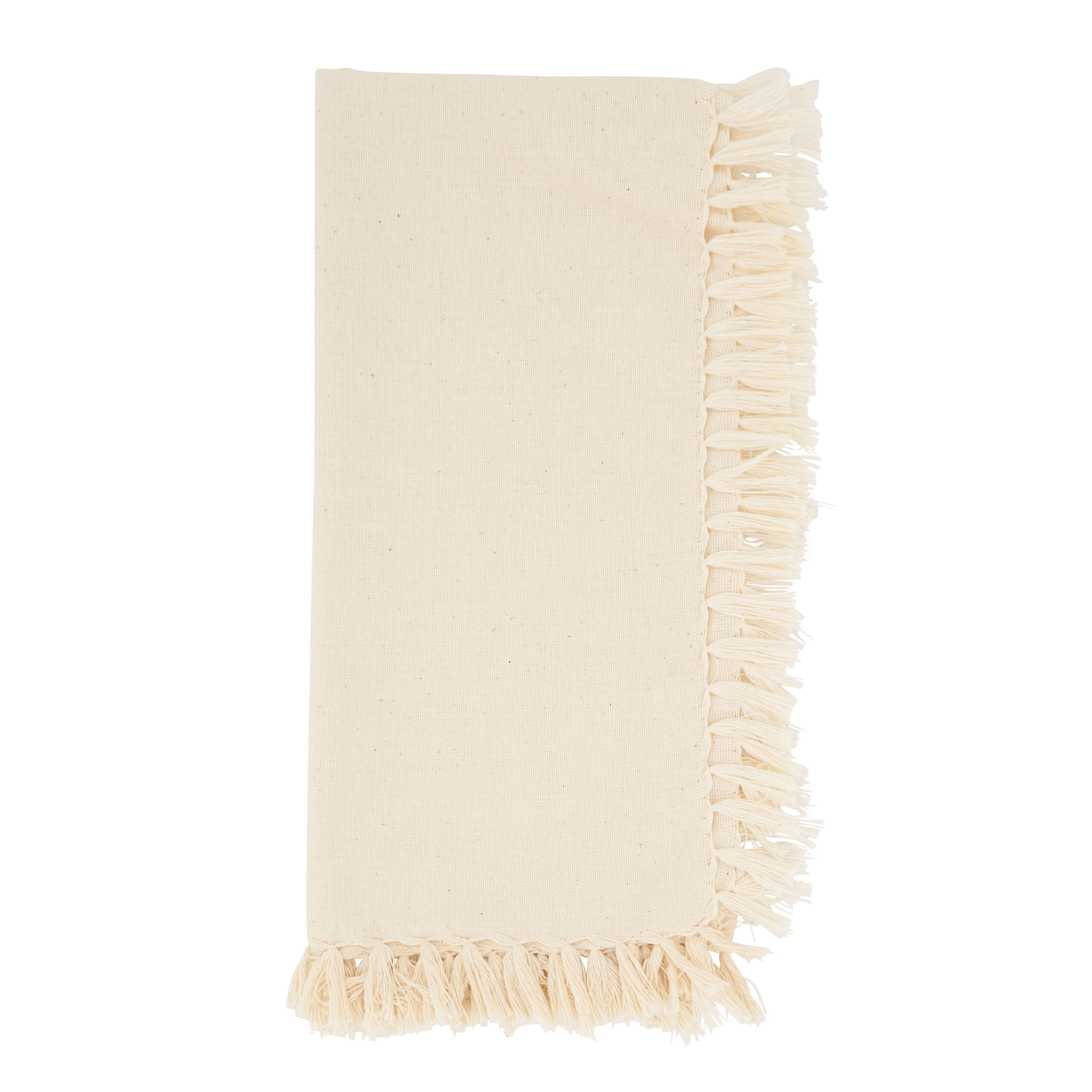 Fringed Design Dinner Napkins, Set of 4