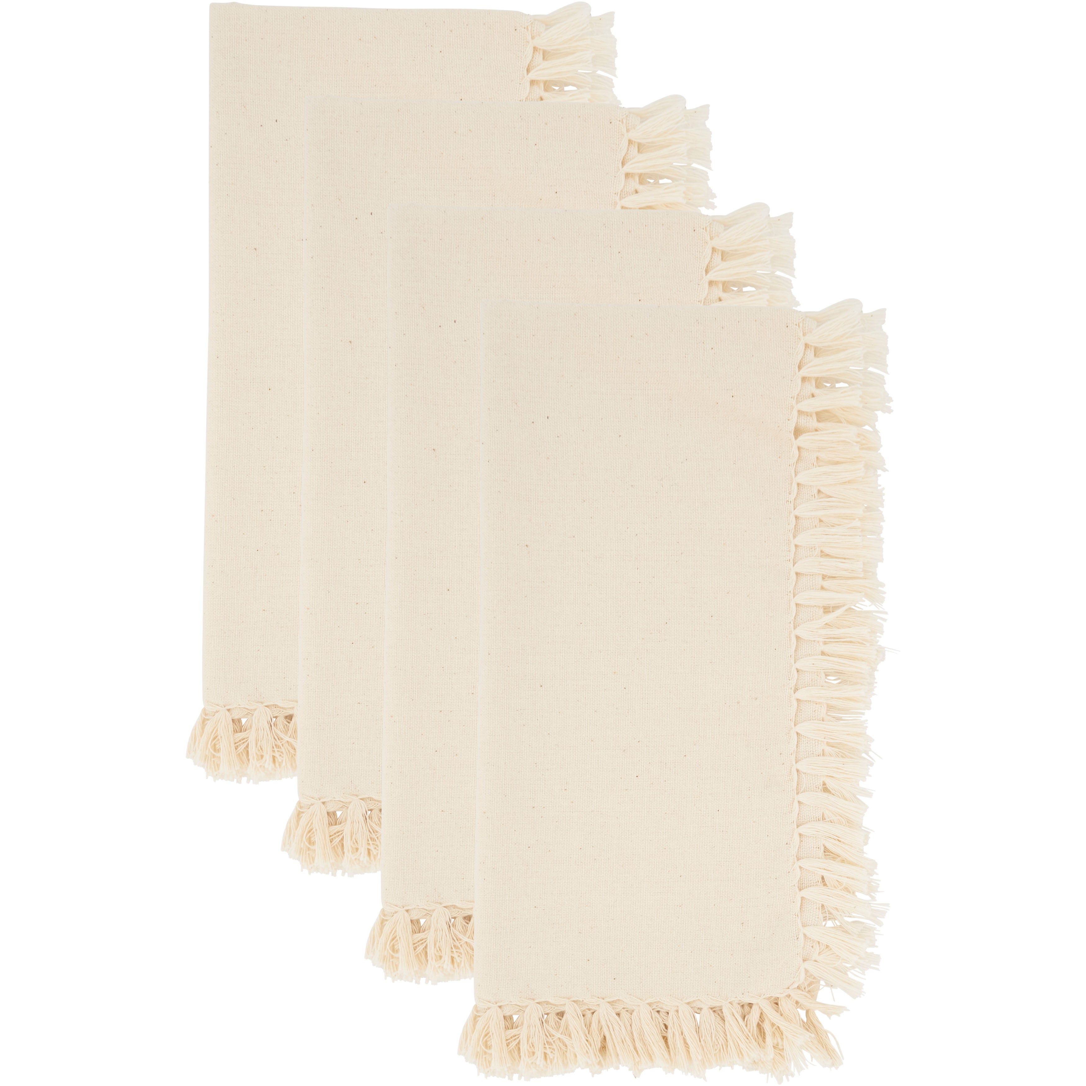 Fringed Design Dinner Napkins, Set of 4