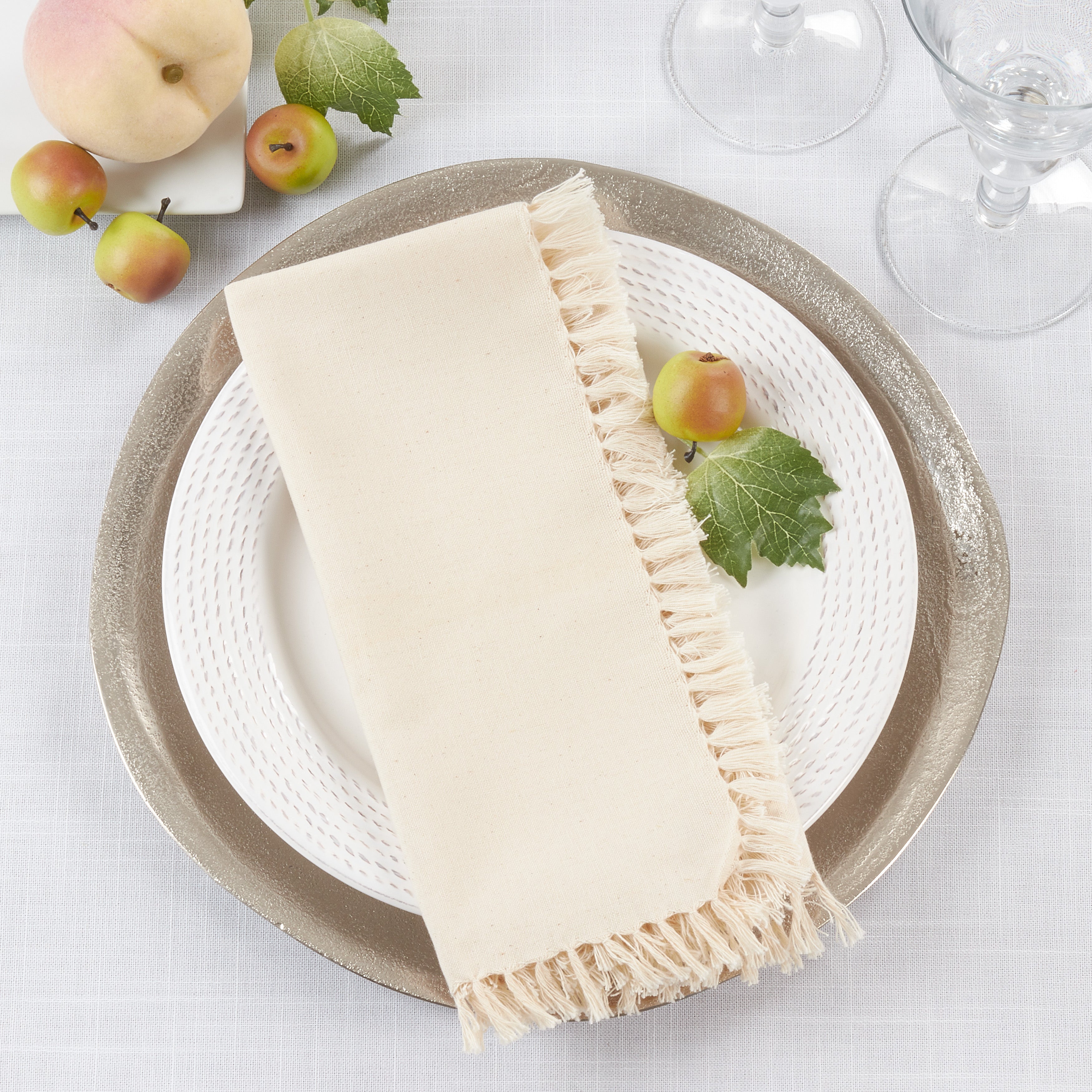 Fringed Design Dinner Napkins, Set of 4