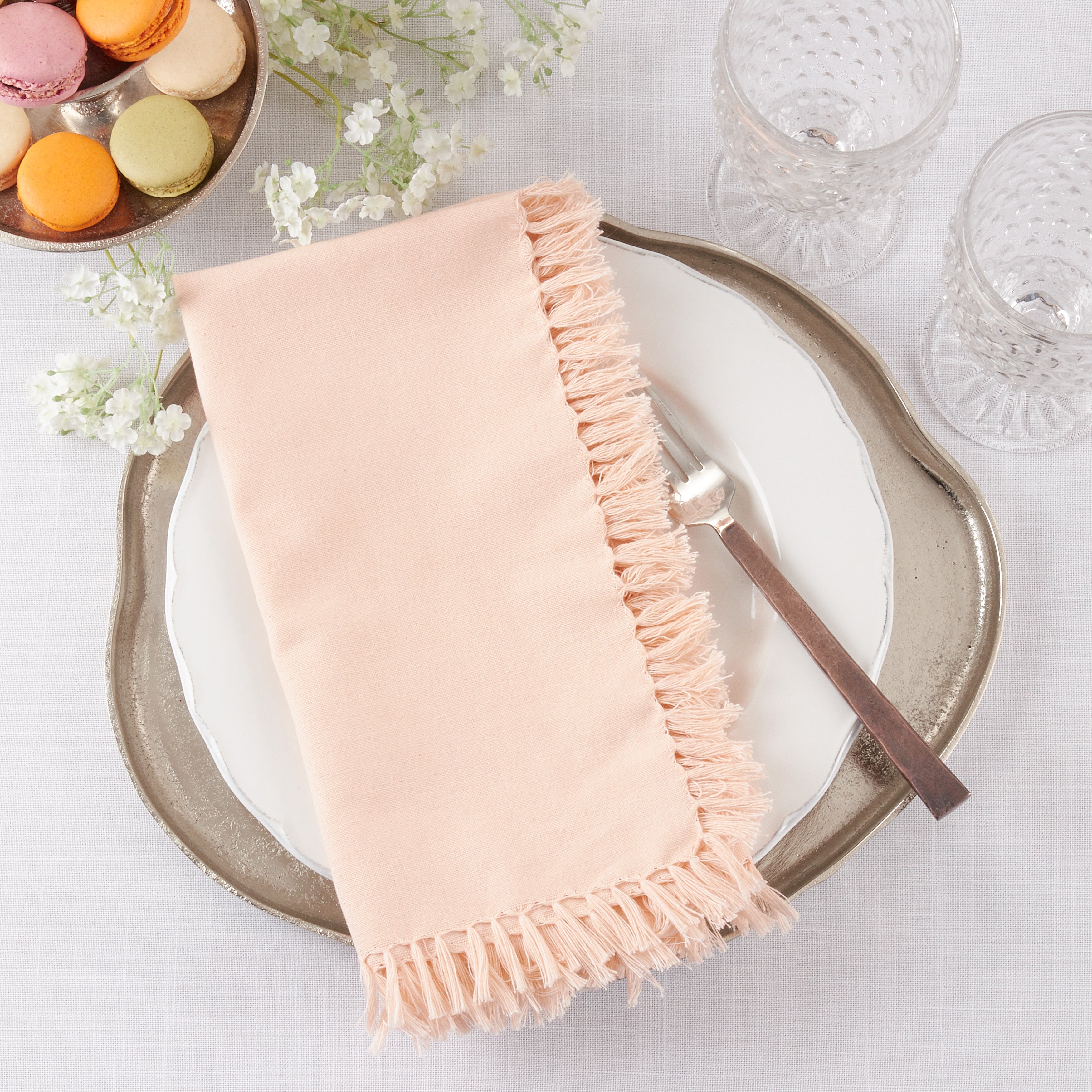 Fringed Design Dinner Napkins, Set of 4