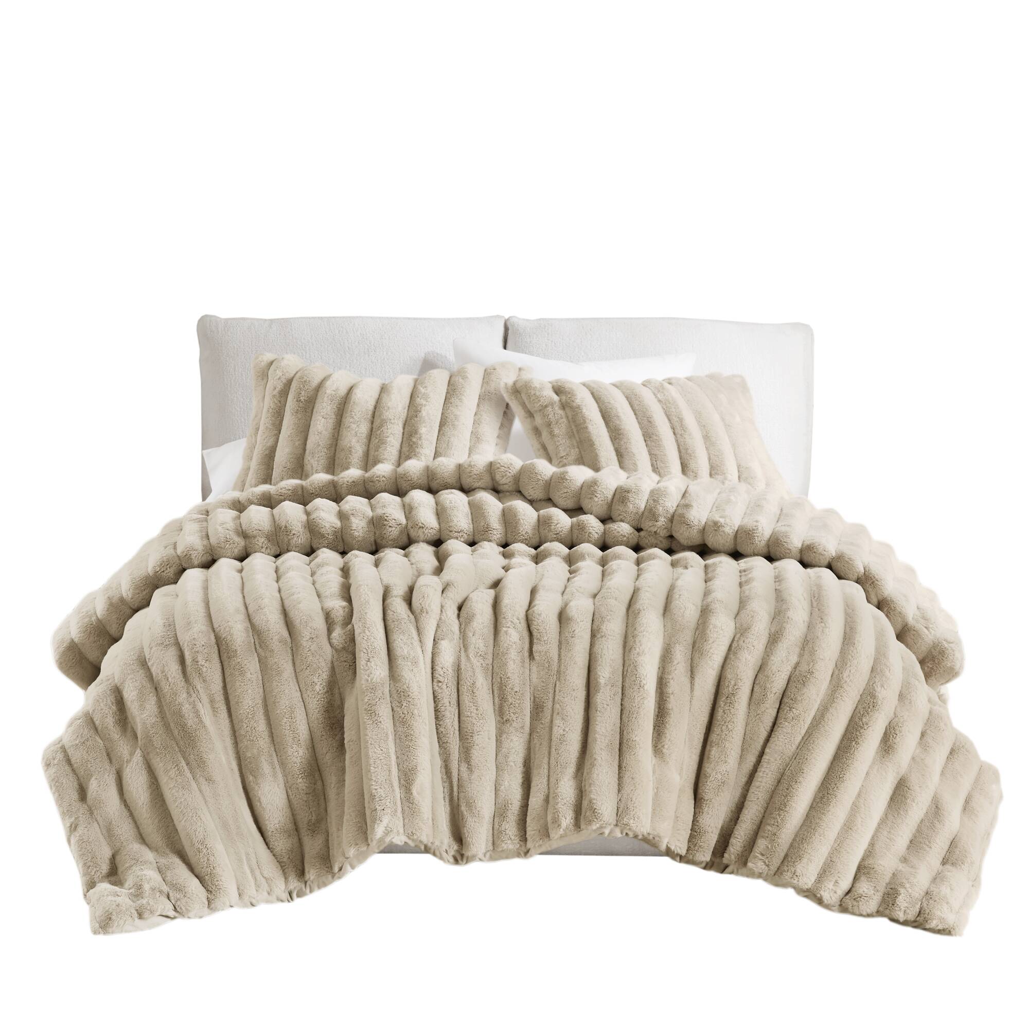 Ultrasoft Faux Fur Ribbed Comforter Set