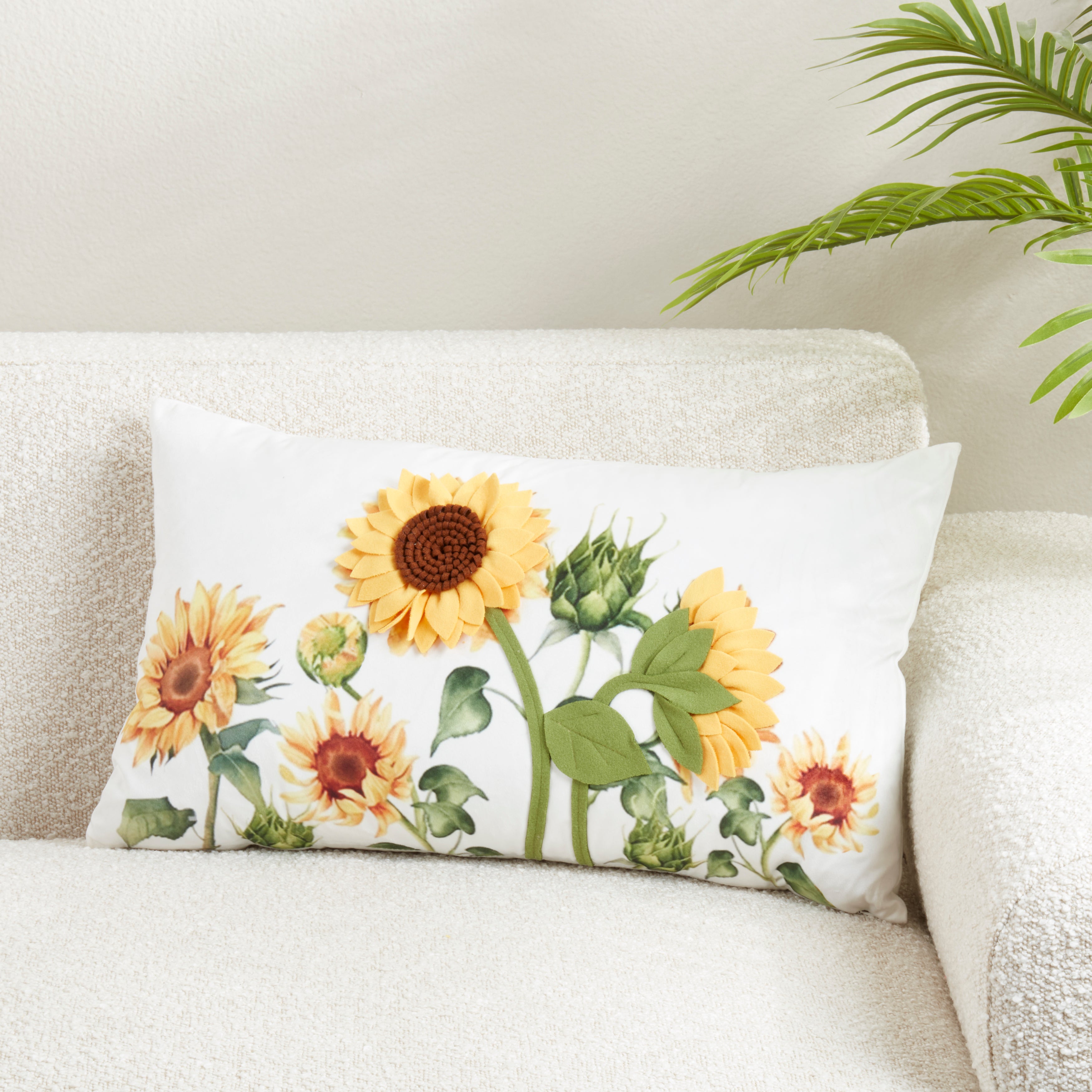 Bright Felt Applique Sunflower Pillow