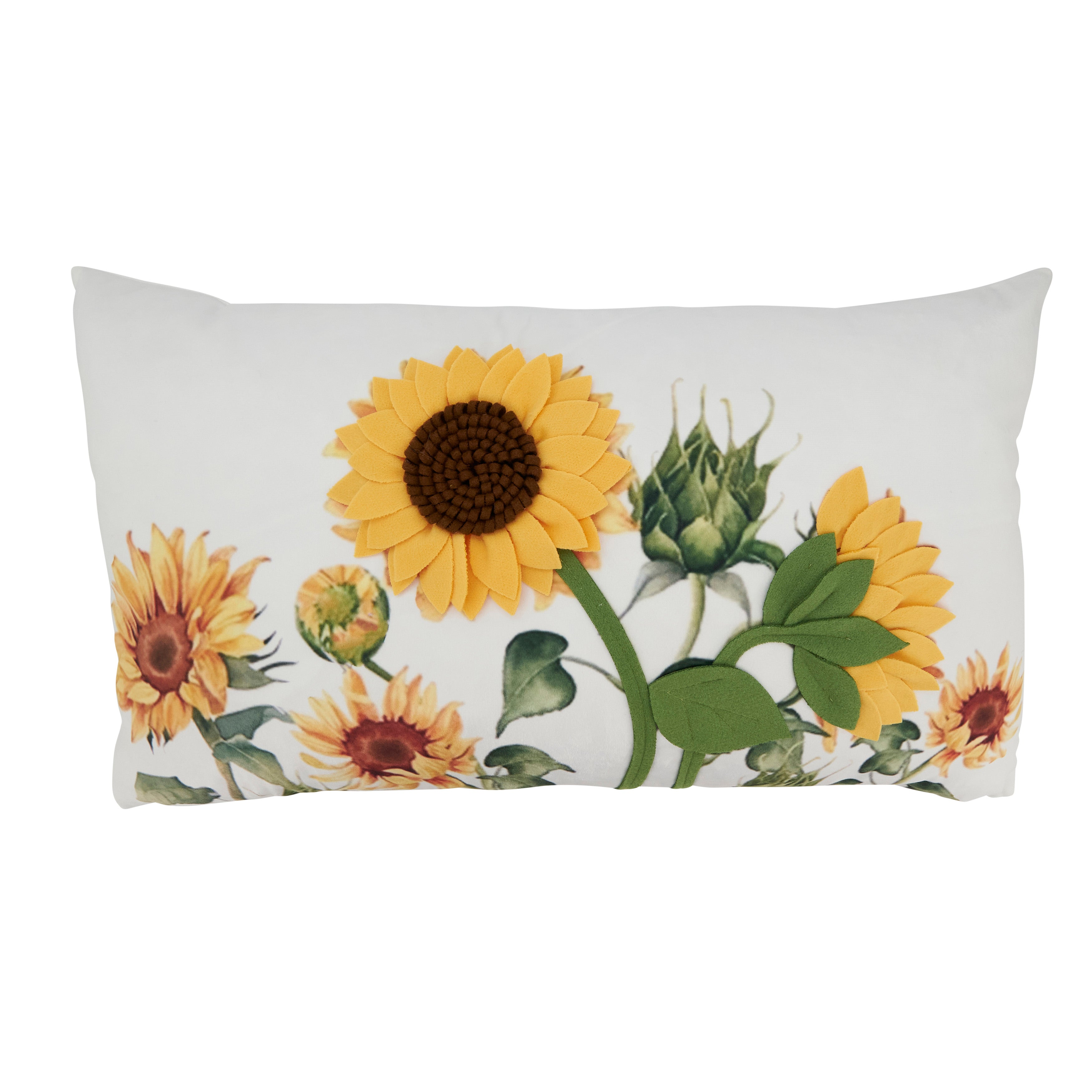 Bright Felt Applique Sunflower Pillow