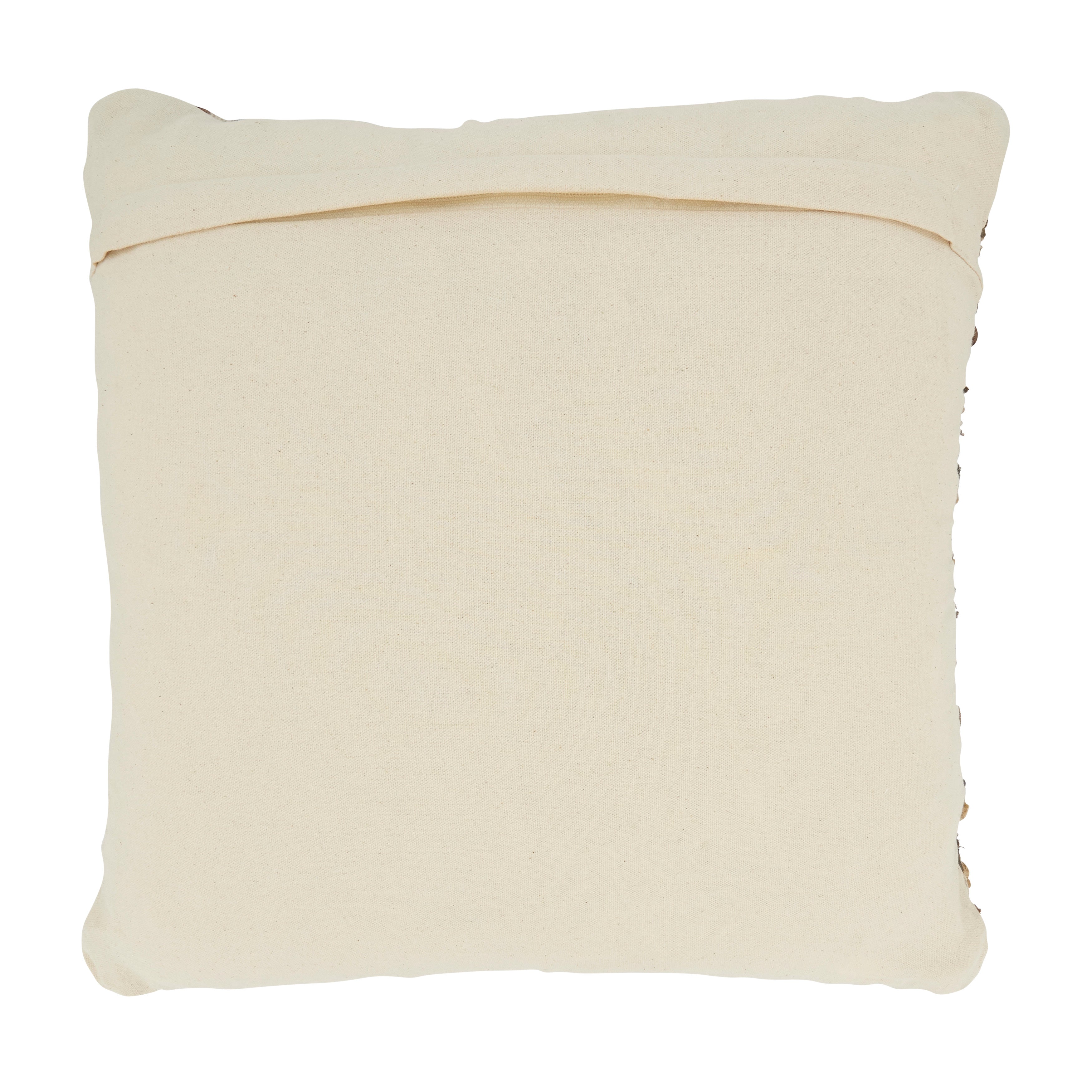 Earthy Leather and Jute Woven Poly Filled Throw Pillow