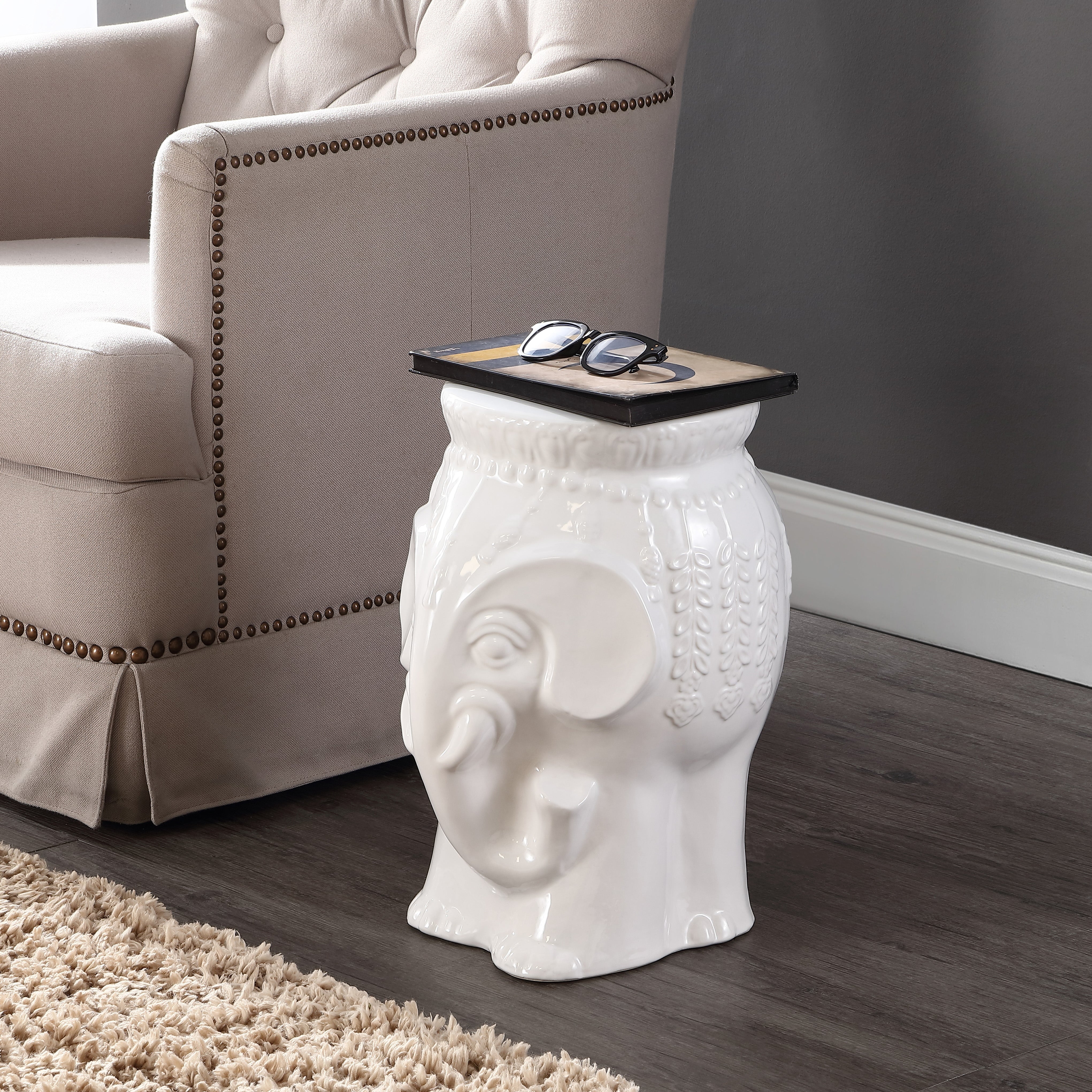 Orla Bohemian Elephant Ceramic Garden Stool