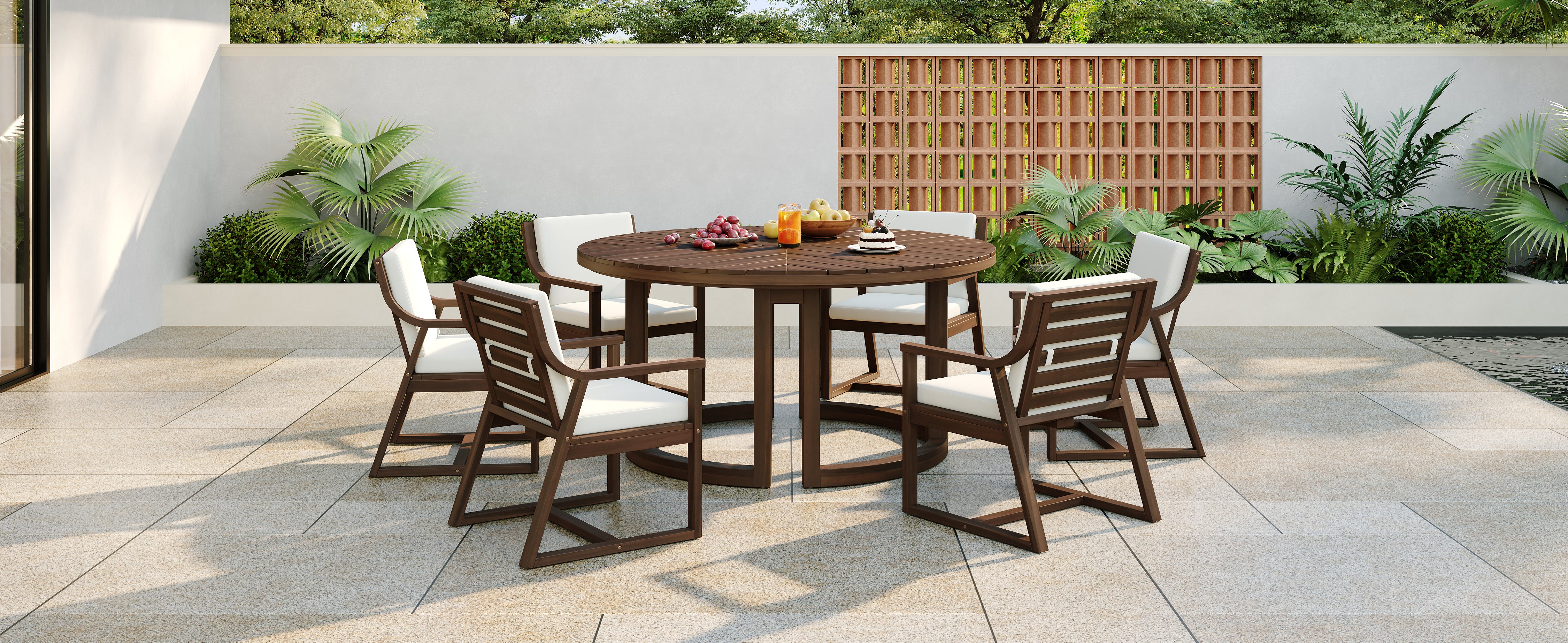 TREXM Patio Dining Table Set for 6