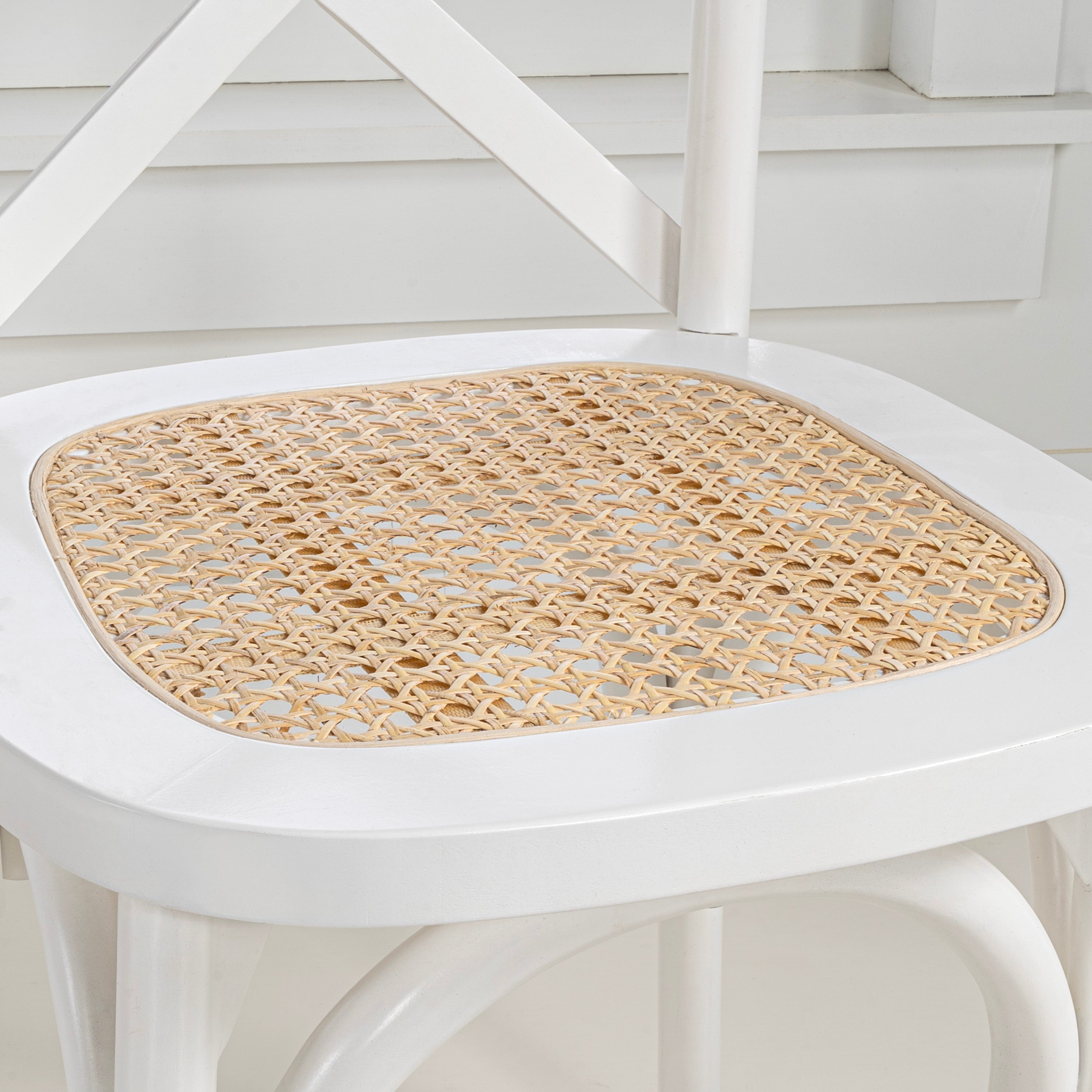 Cassis X-Back Wood Rattan Dining Chair, Set of 2