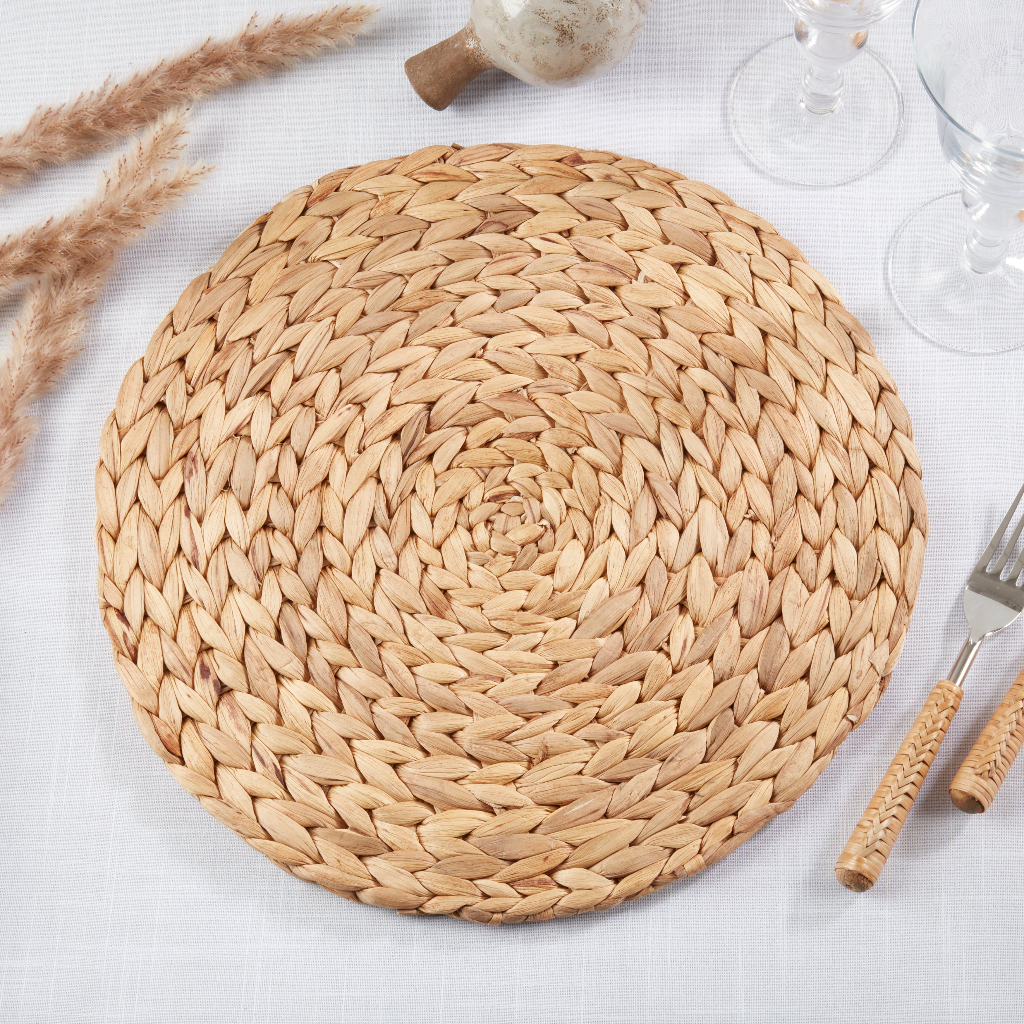 Handwoven Water Hyacinth Placemat, Set of 4