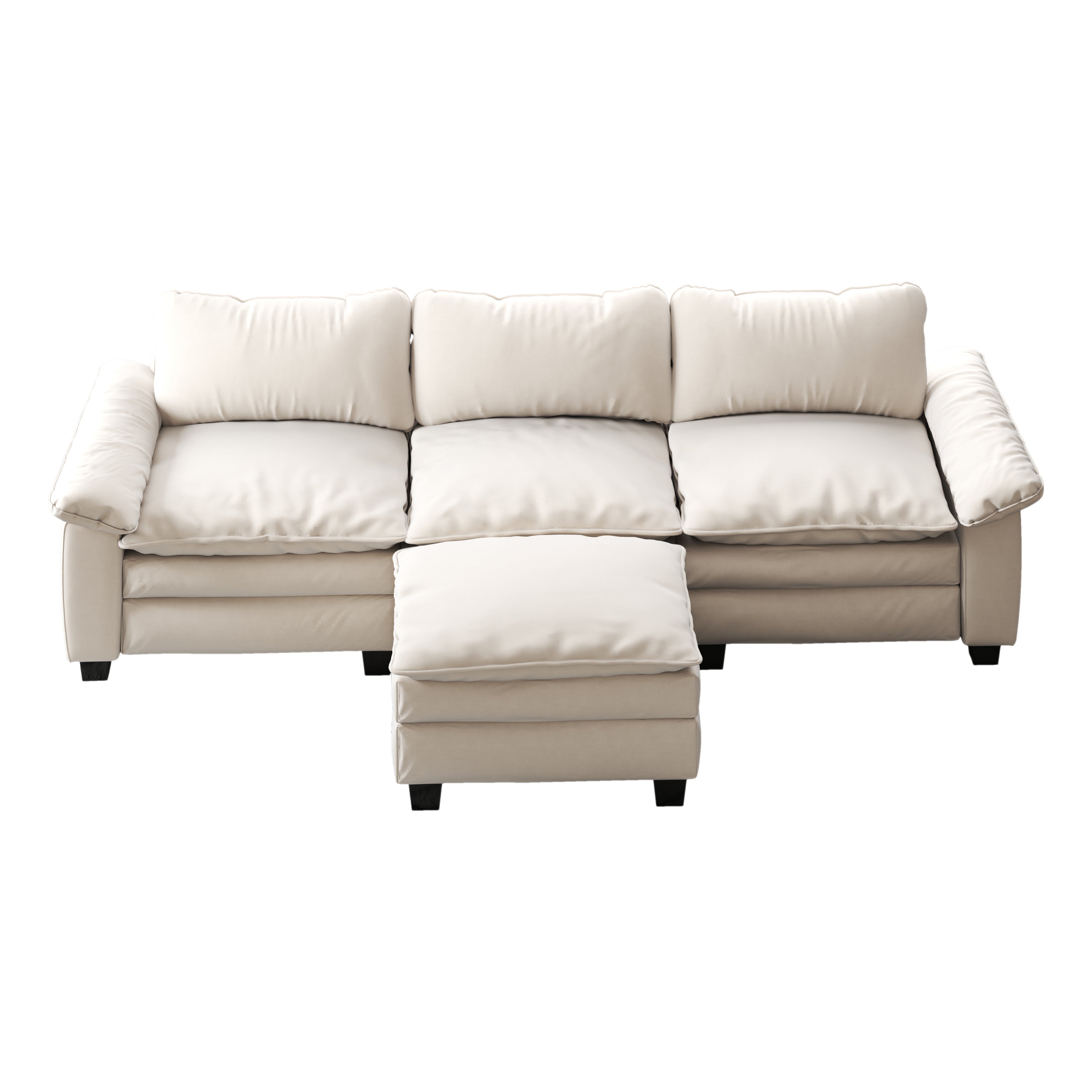 Luxury Soft Velevt Sectional Sofa with Ottoman