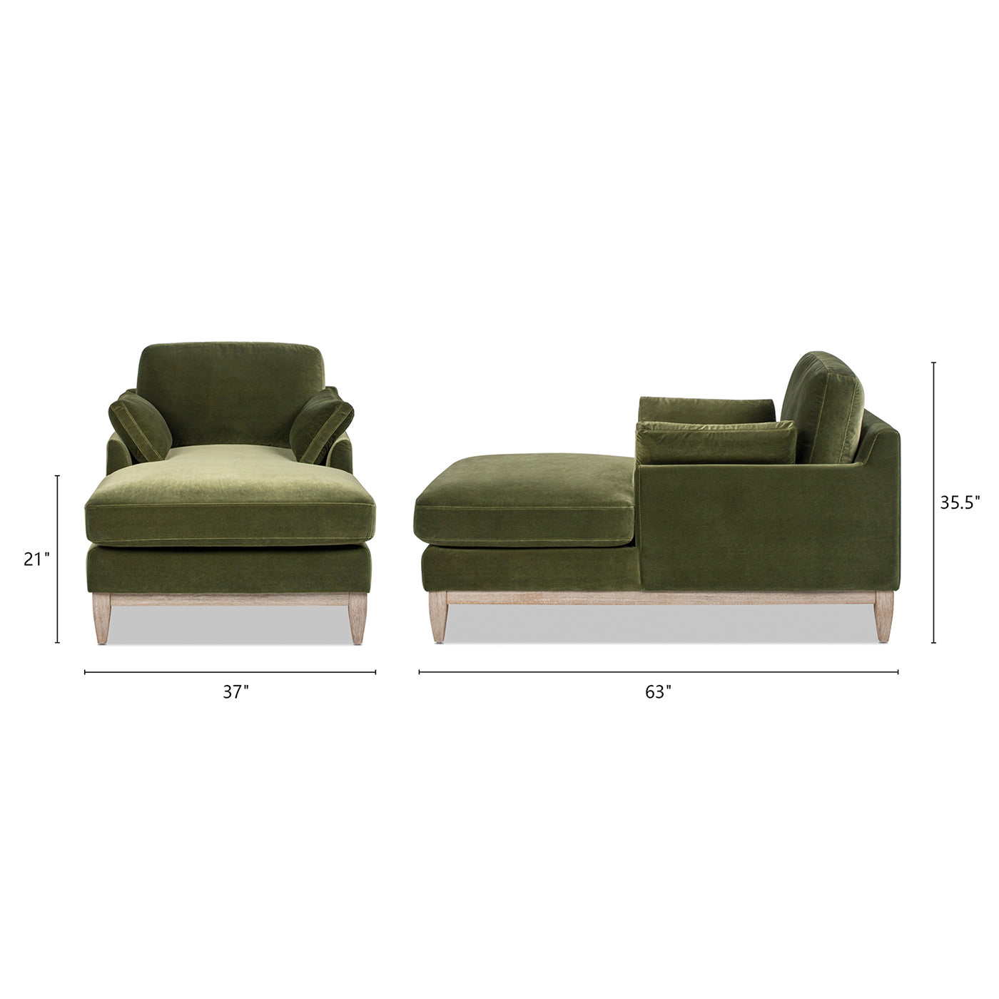 Brooding 62" Upholstered Chaise Lounge Chair with Reversible Cushions