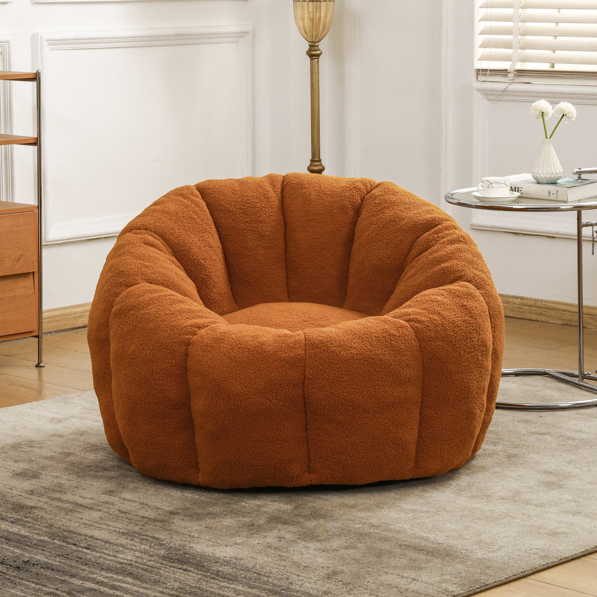 Plush Faux Fur Bean Bag Chair with Armrests