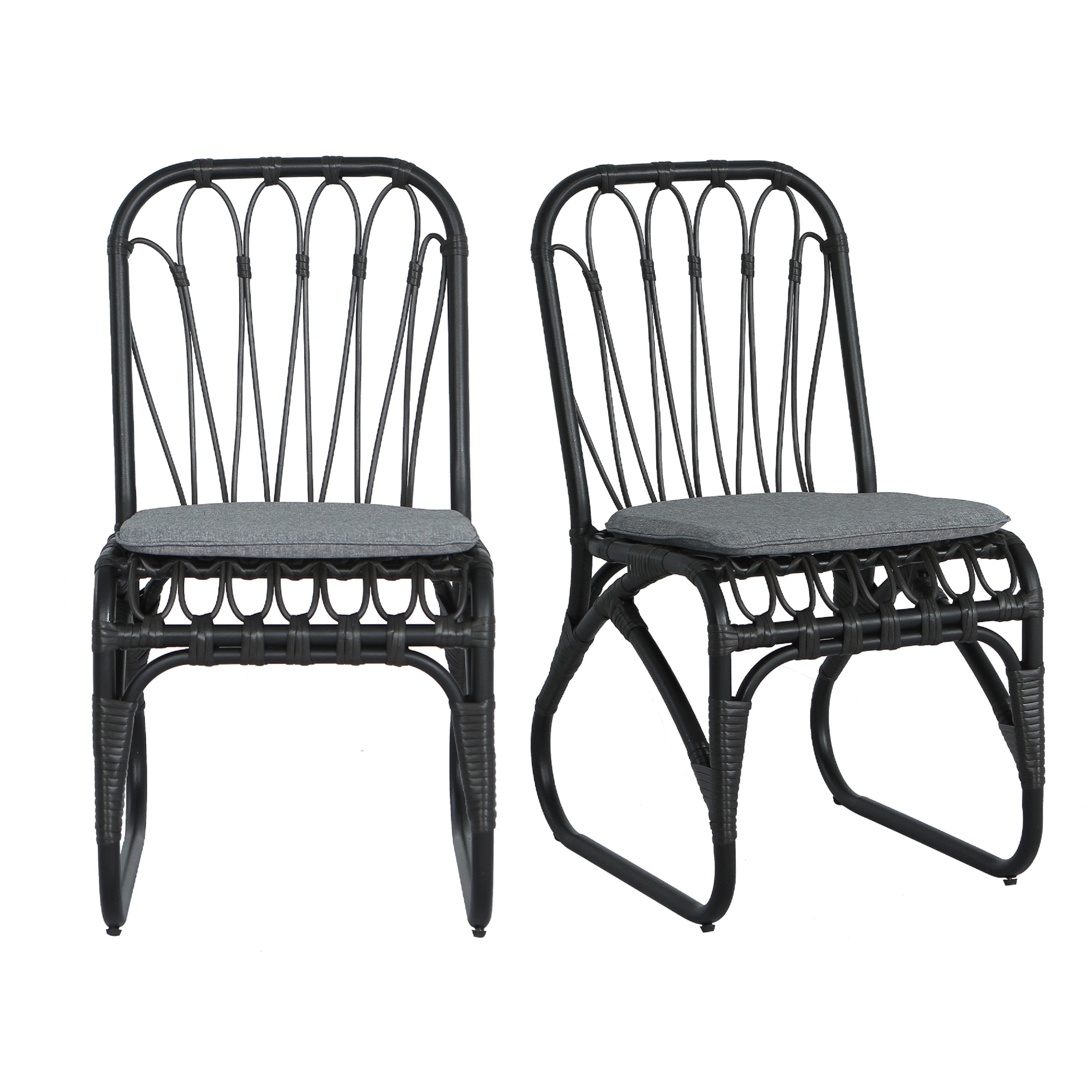 Outdoor Faux Rattan Dining Chairs, Set of 2