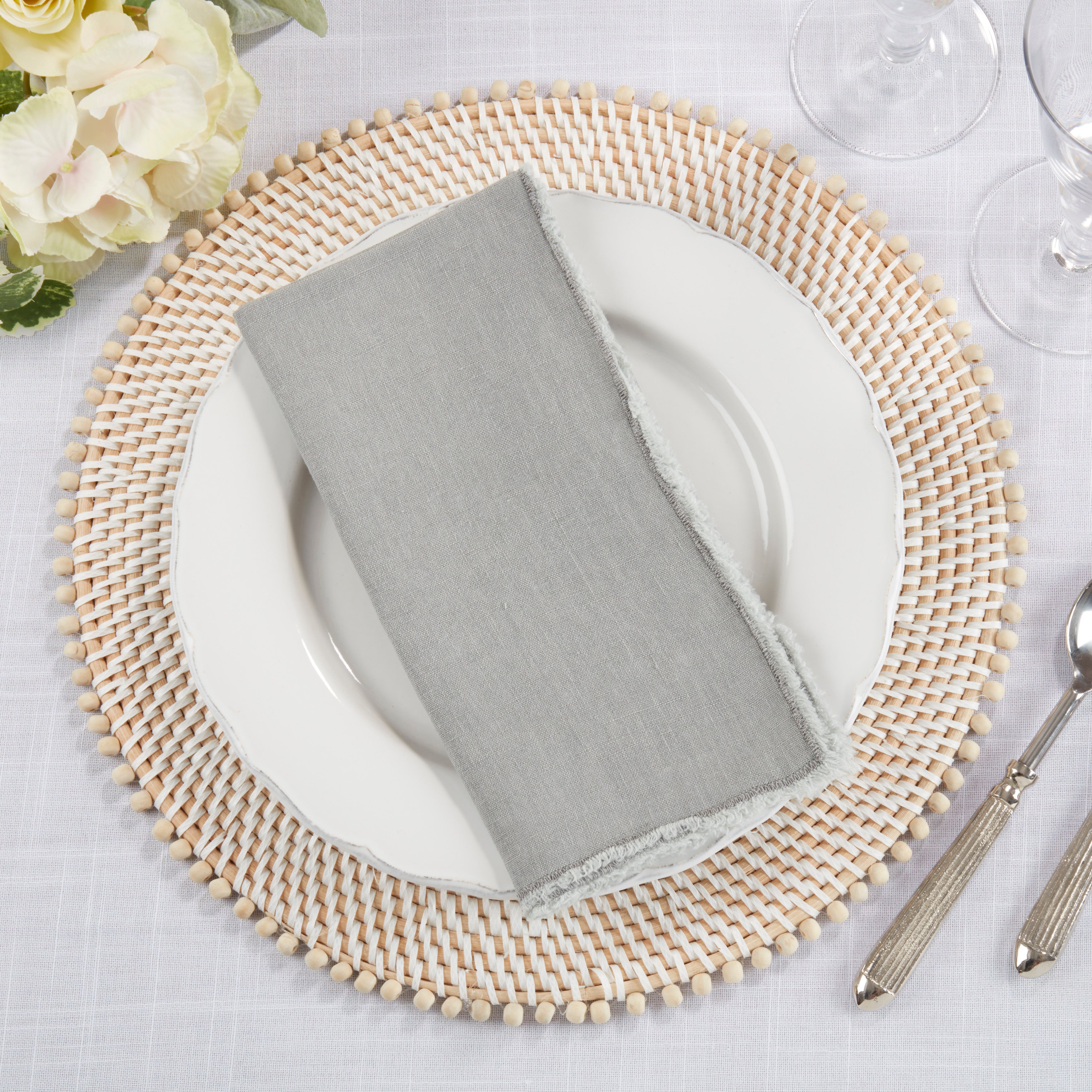 Fringe Linen Table Napkin, Set of 4