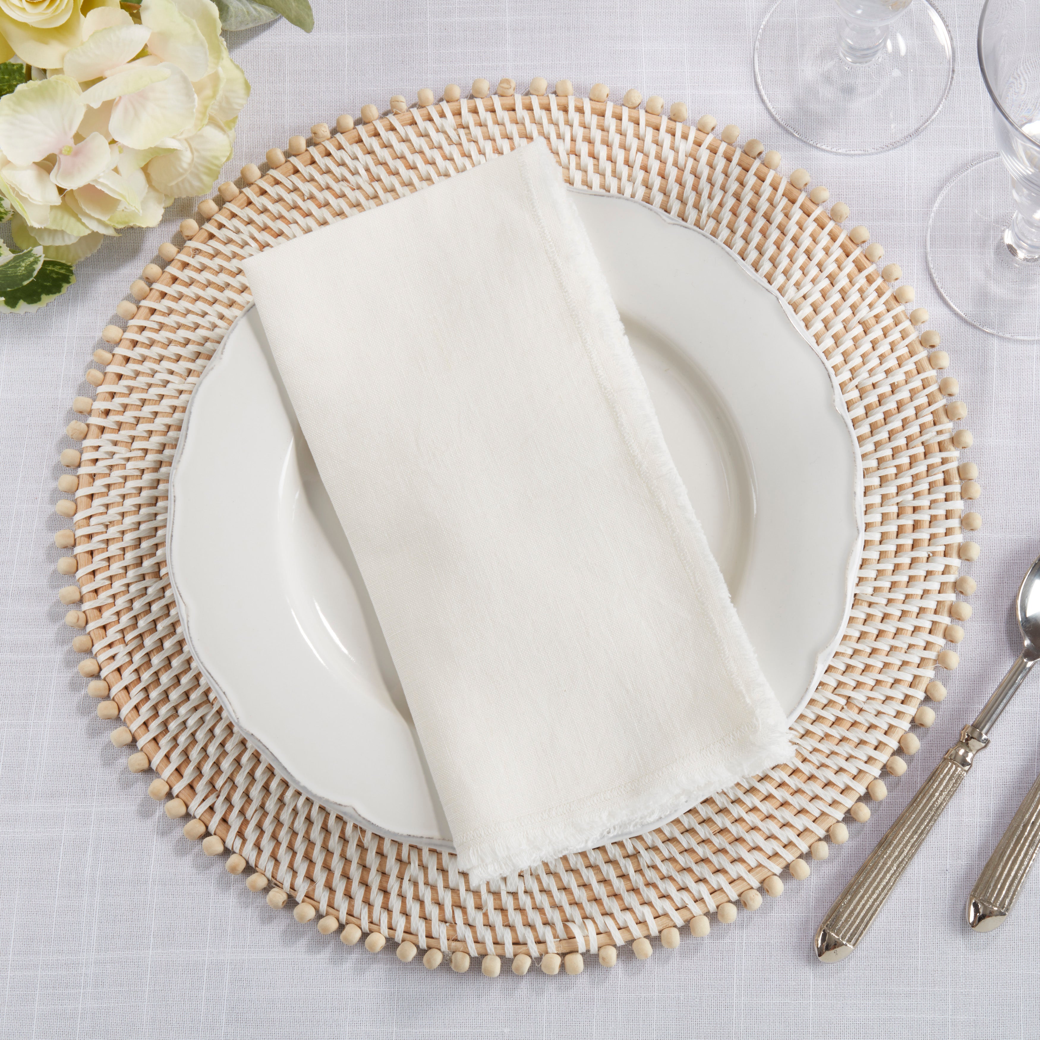 Fringe Linen Table Napkin, Set of 4