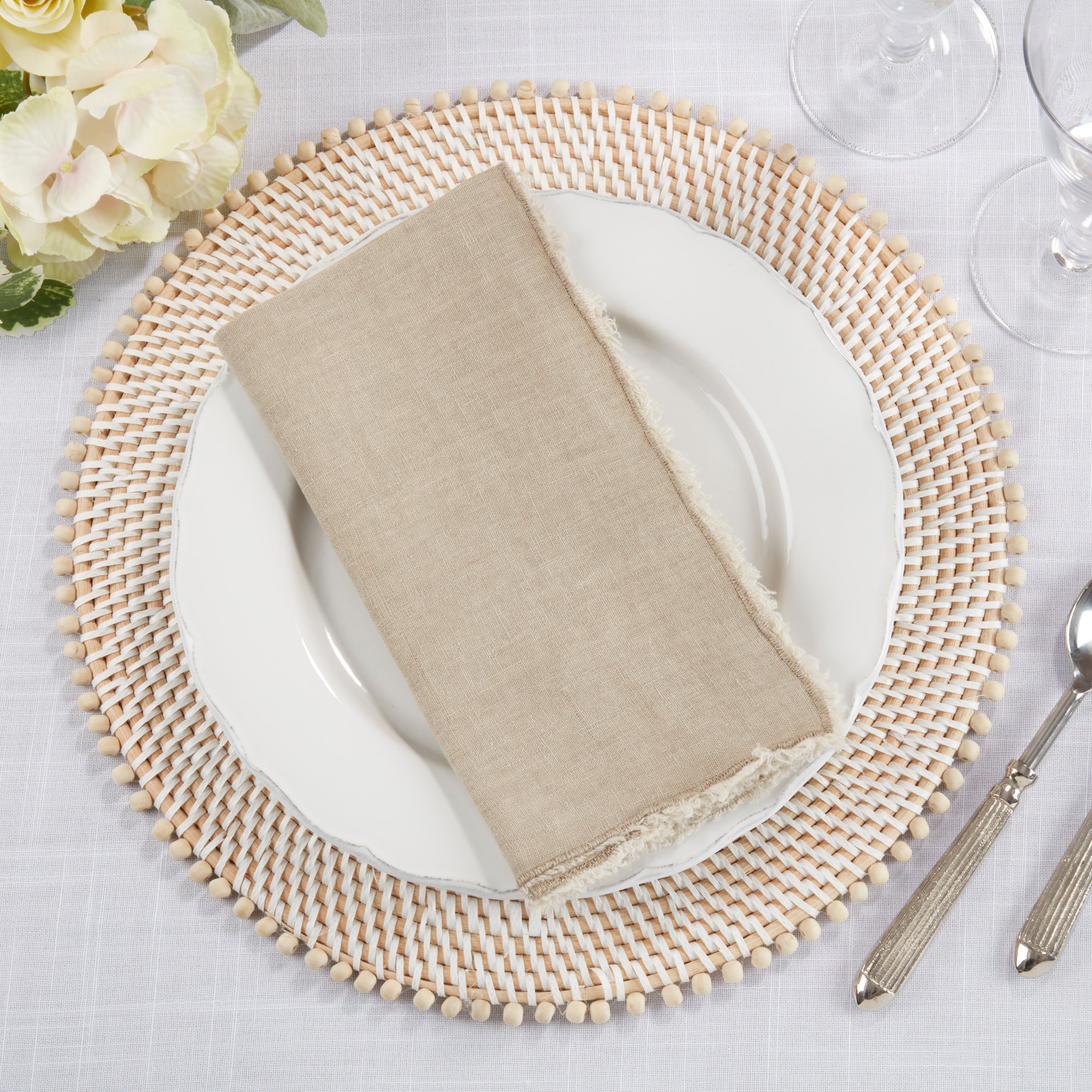 Fringe Linen Table Napkin, Set of 4