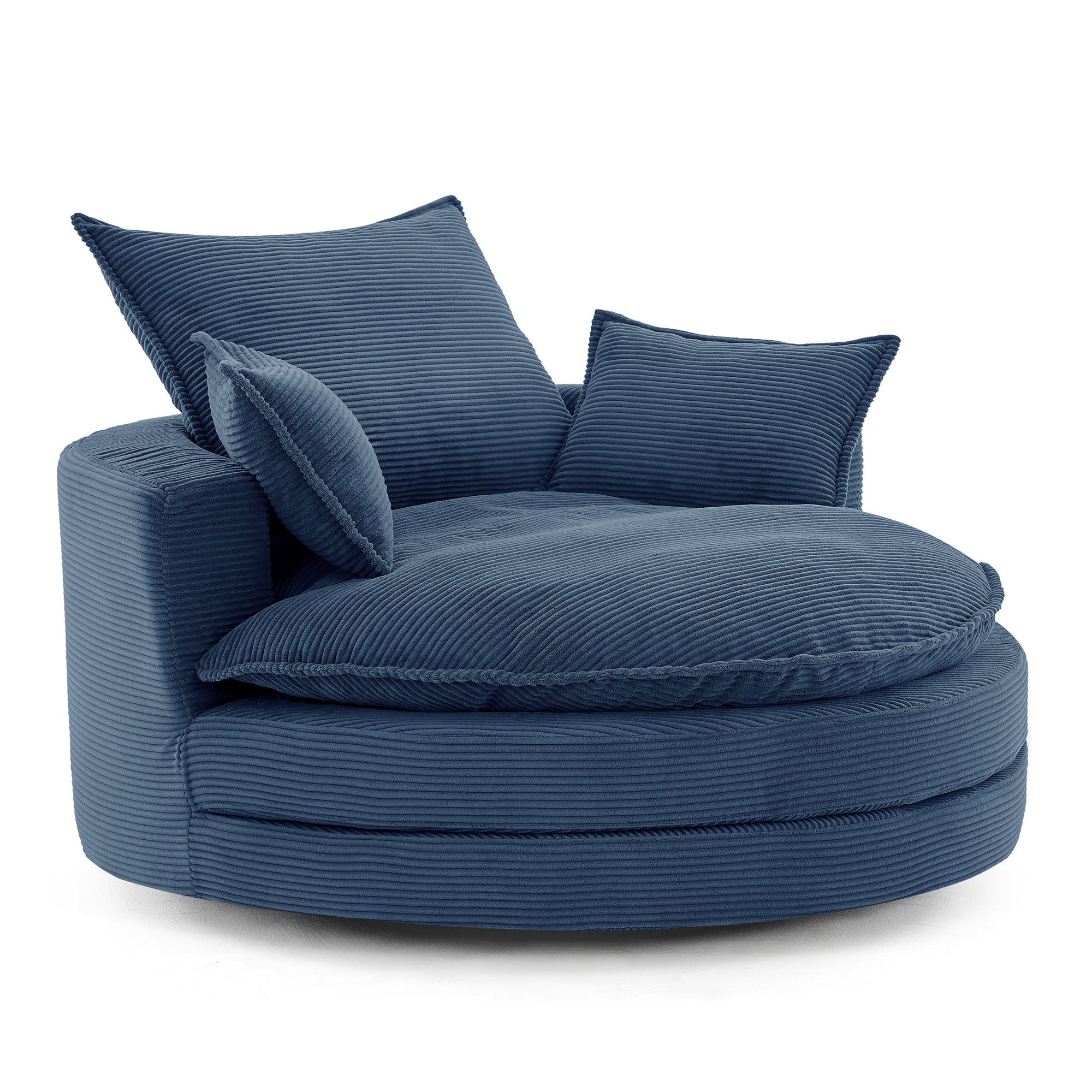Corduroy 360° Swivel Accent Barrel Chair with 3 Removable Pillows