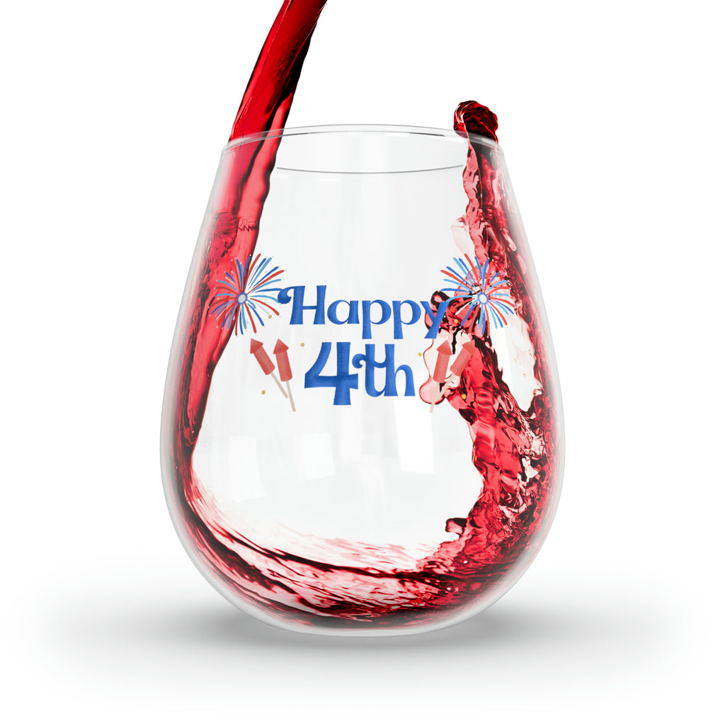 Happy 4th Stemless Wine Glass, 11.75oz