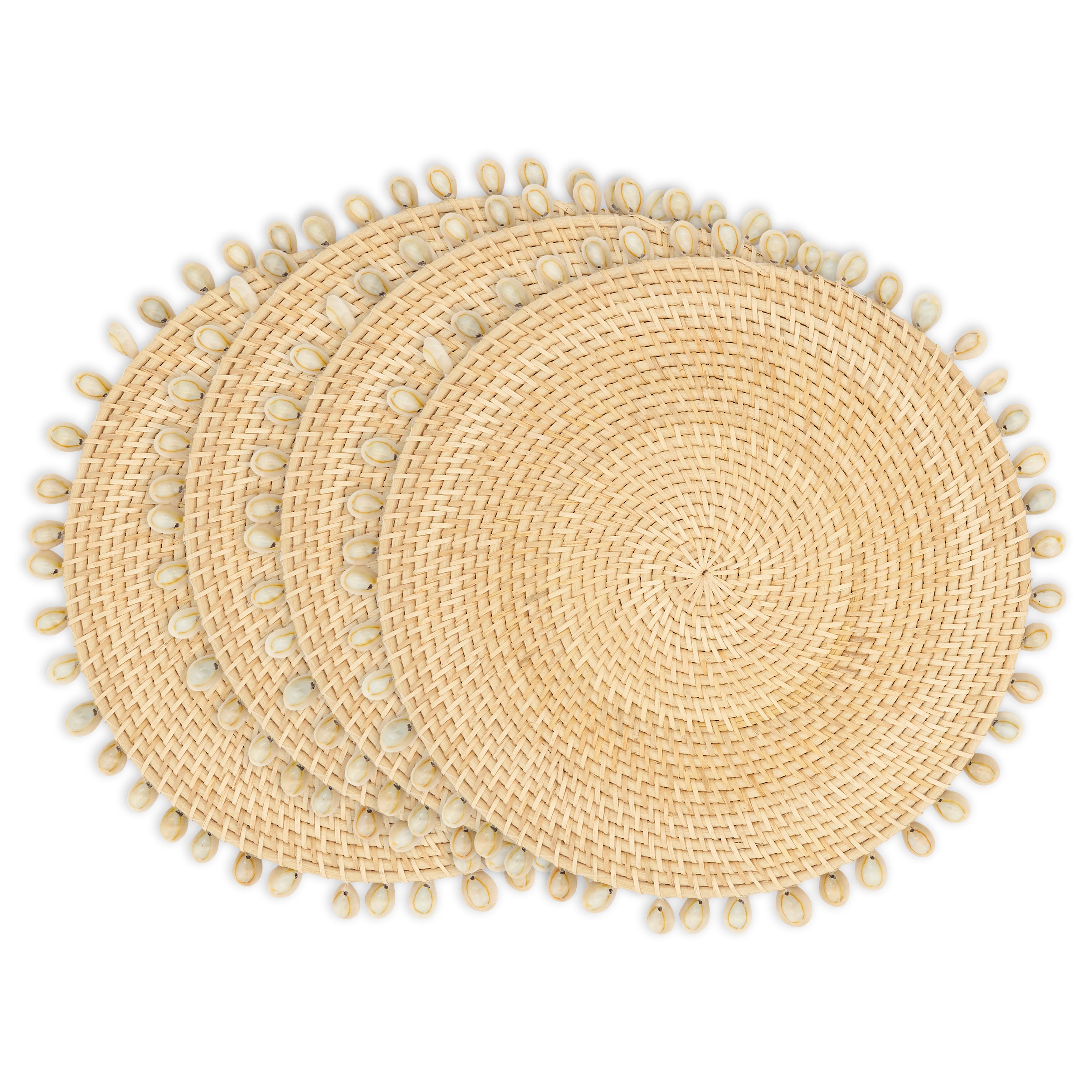 Seaside Splendor Shell Rattan Placemat, Set of 4