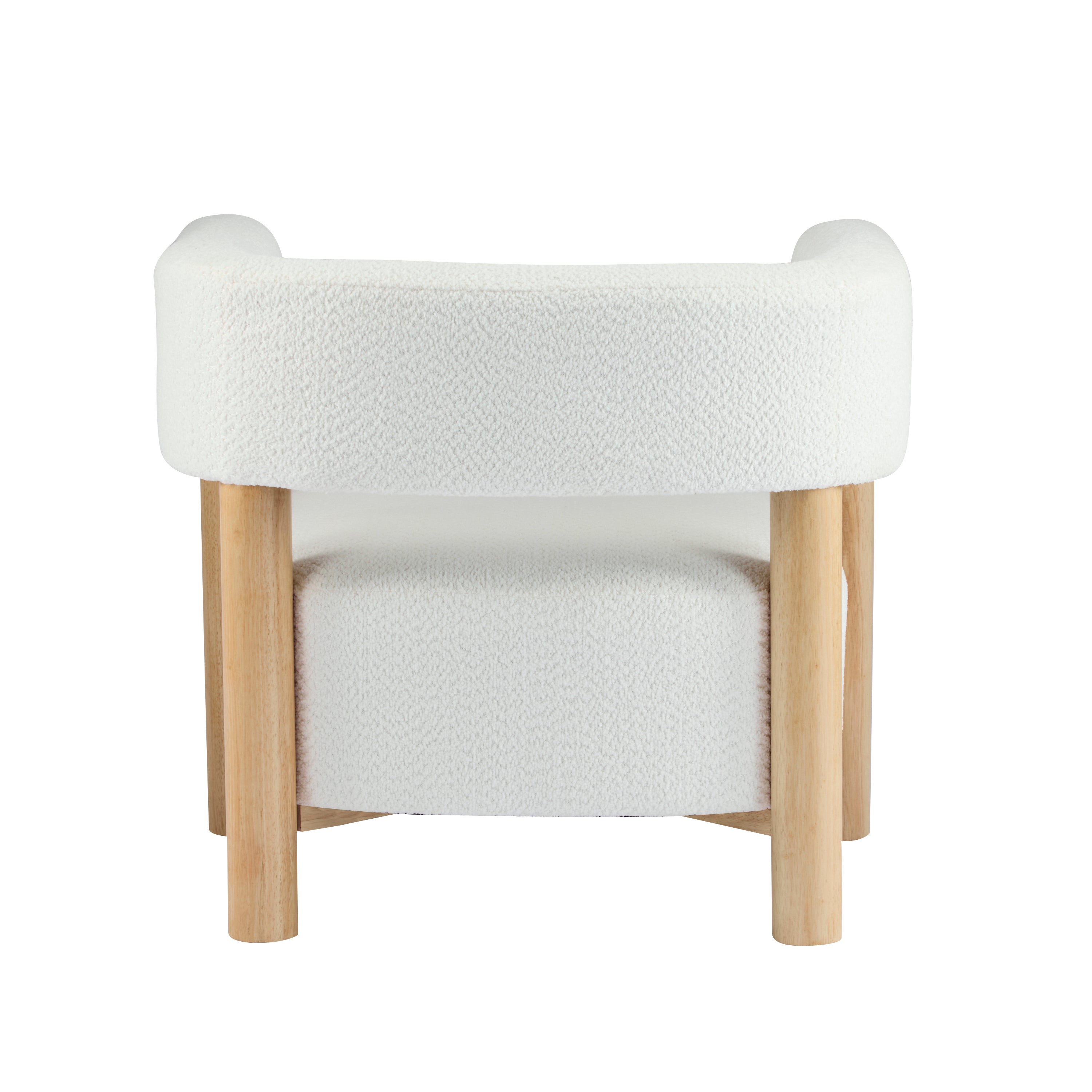 Boucle Upholstered Accent Arm Chair with Modern Wooden Frame